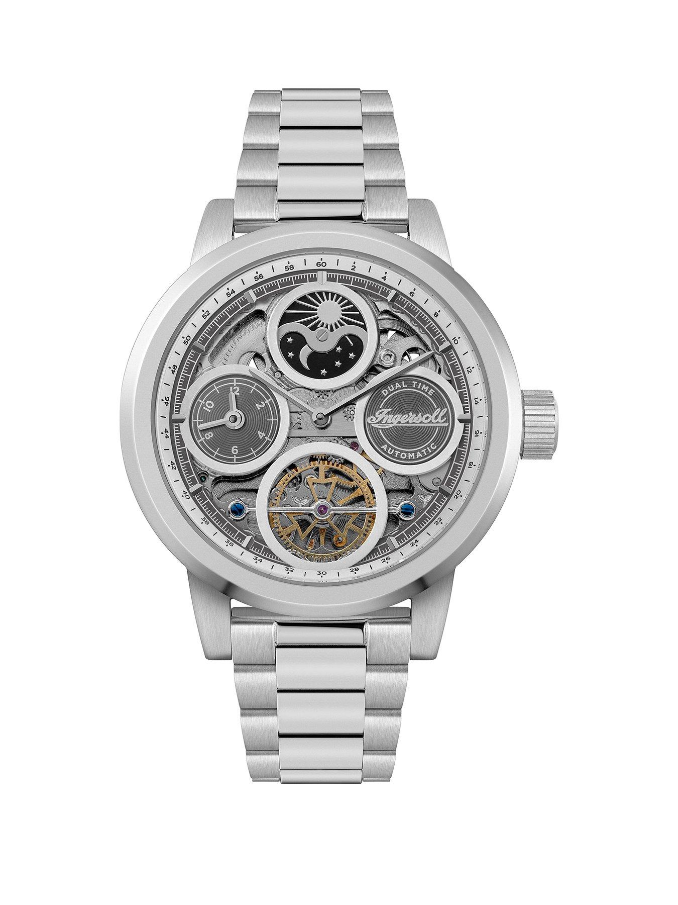 Product photograph of Ingersoll 1892 The Arc Automatic Mens Watch With Silver Skeleton Dial And Stainless Steel Bracelet from very.co.uk