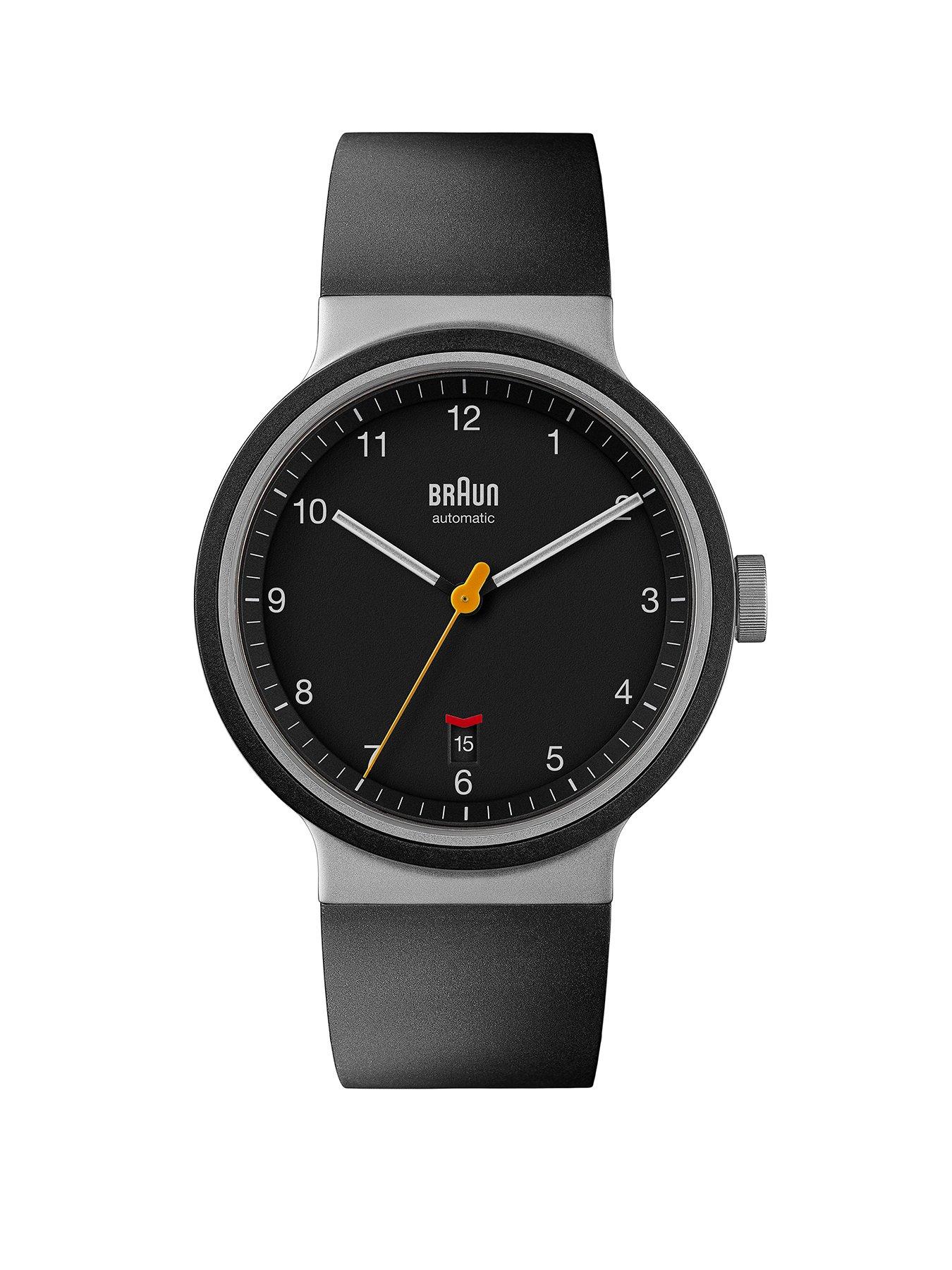 Product photograph of Braun Mens Prestige Quartz Automatic Watch With Black Rubber Strap - Bn0278bkbkg from very.co.uk