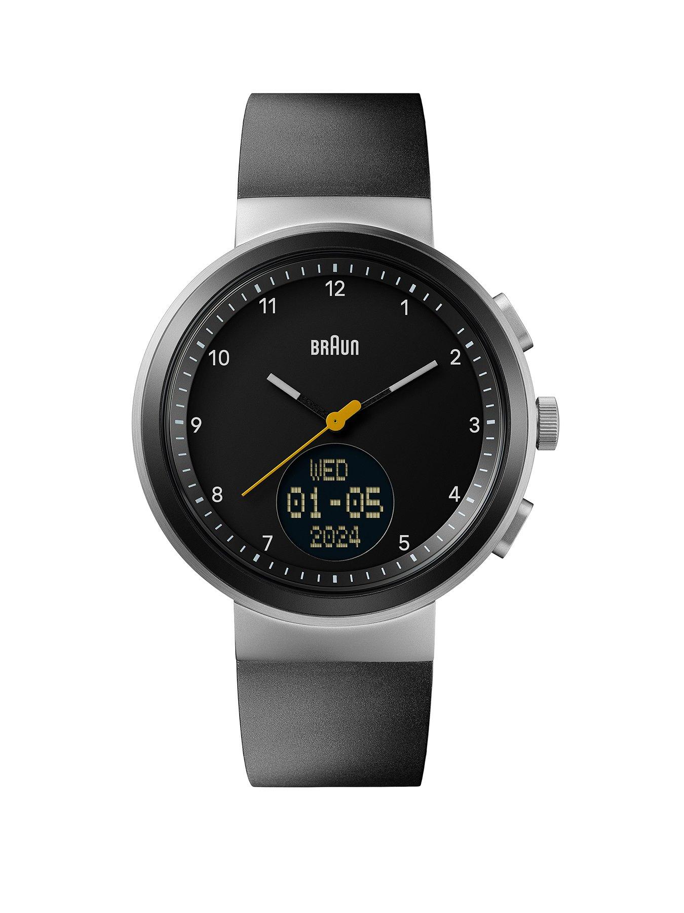 Product photograph of Braun Step Counter Watch With Silicon Black Strap from very.co.uk