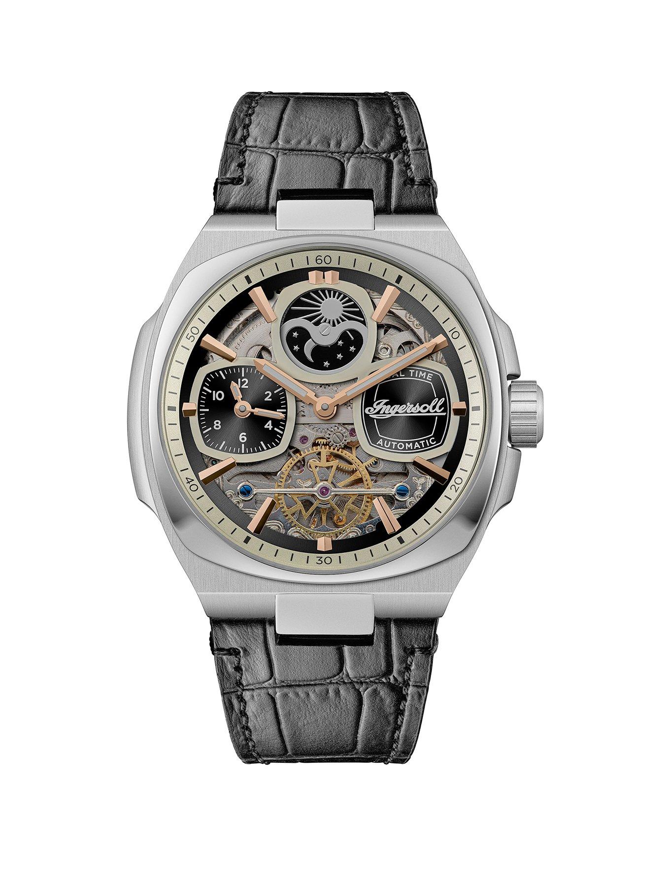 undefined 1892 The Spirit Automatic Mens Watch with Black Dial and Black Leather Strap