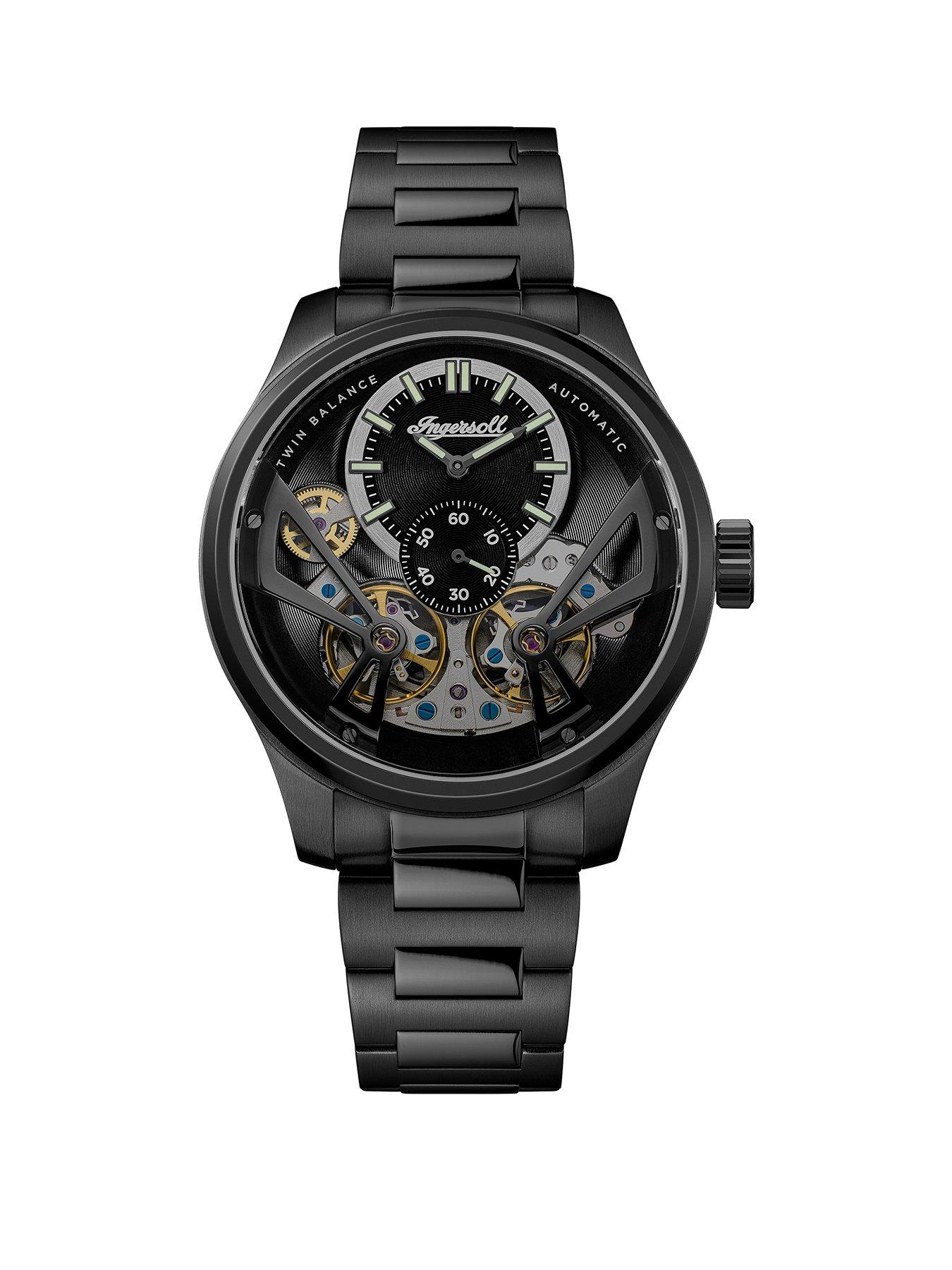 undefined 1892 The Naismith Automatic Mens Watch with Black Dial and IP Gun Stainless Steel Bracelet