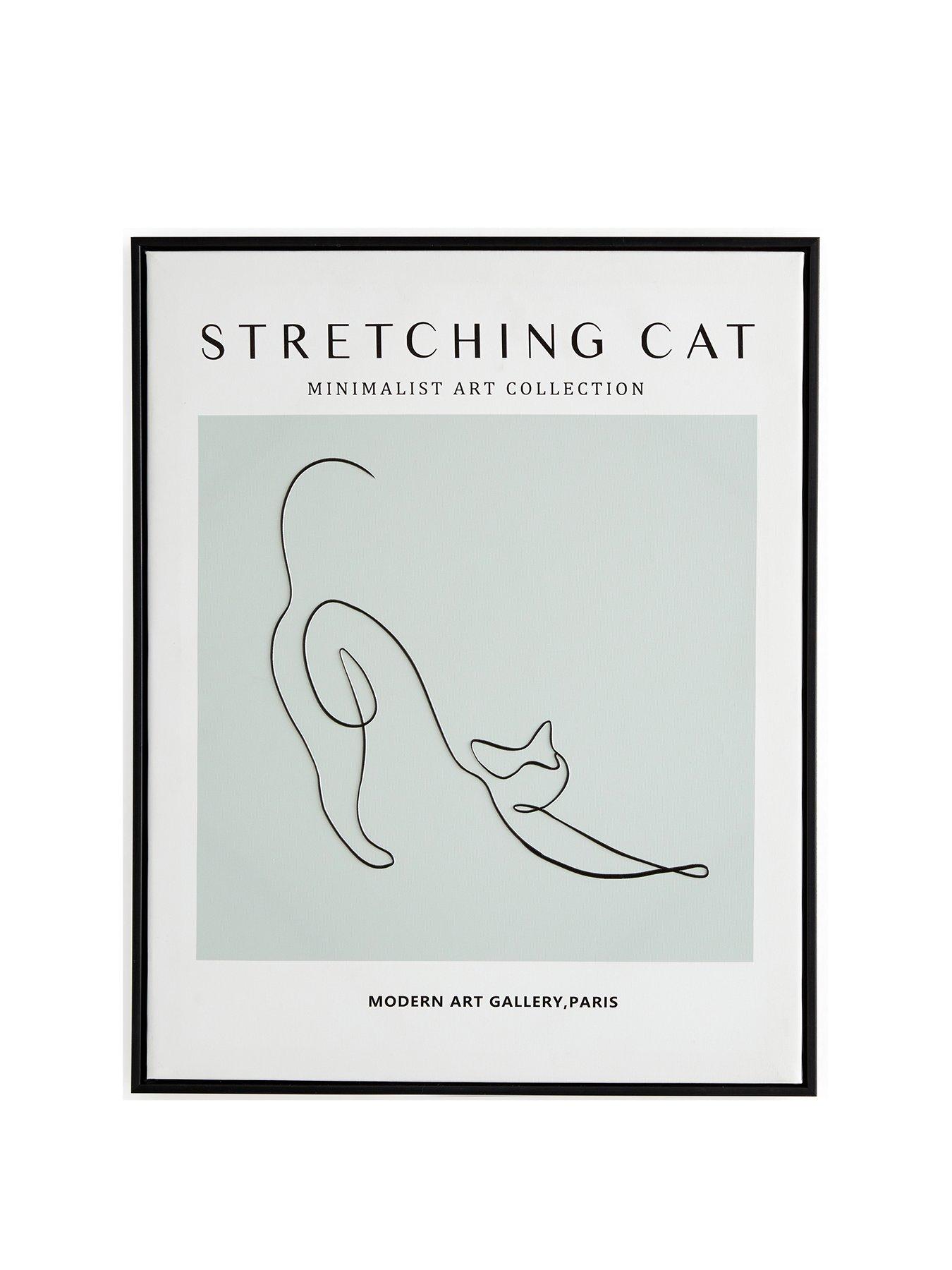 Image 2 of 5 of The Very Collection Minimalist Art Collection &ndash; Stretching Cat Printed Wall Art