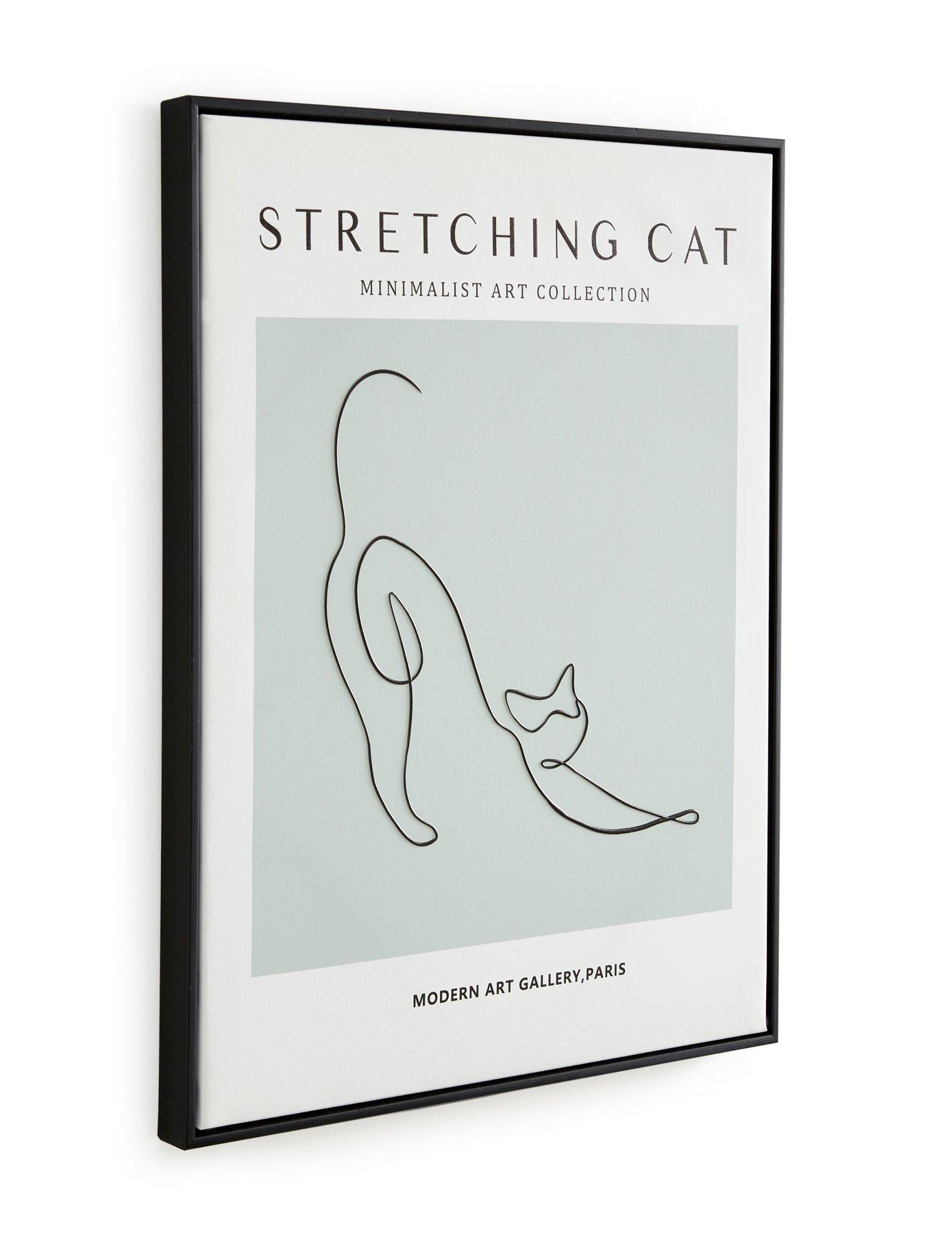 Image 3 of 5 of The Very Collection Minimalist Art Collection &ndash; Stretching Cat Printed Wall Art