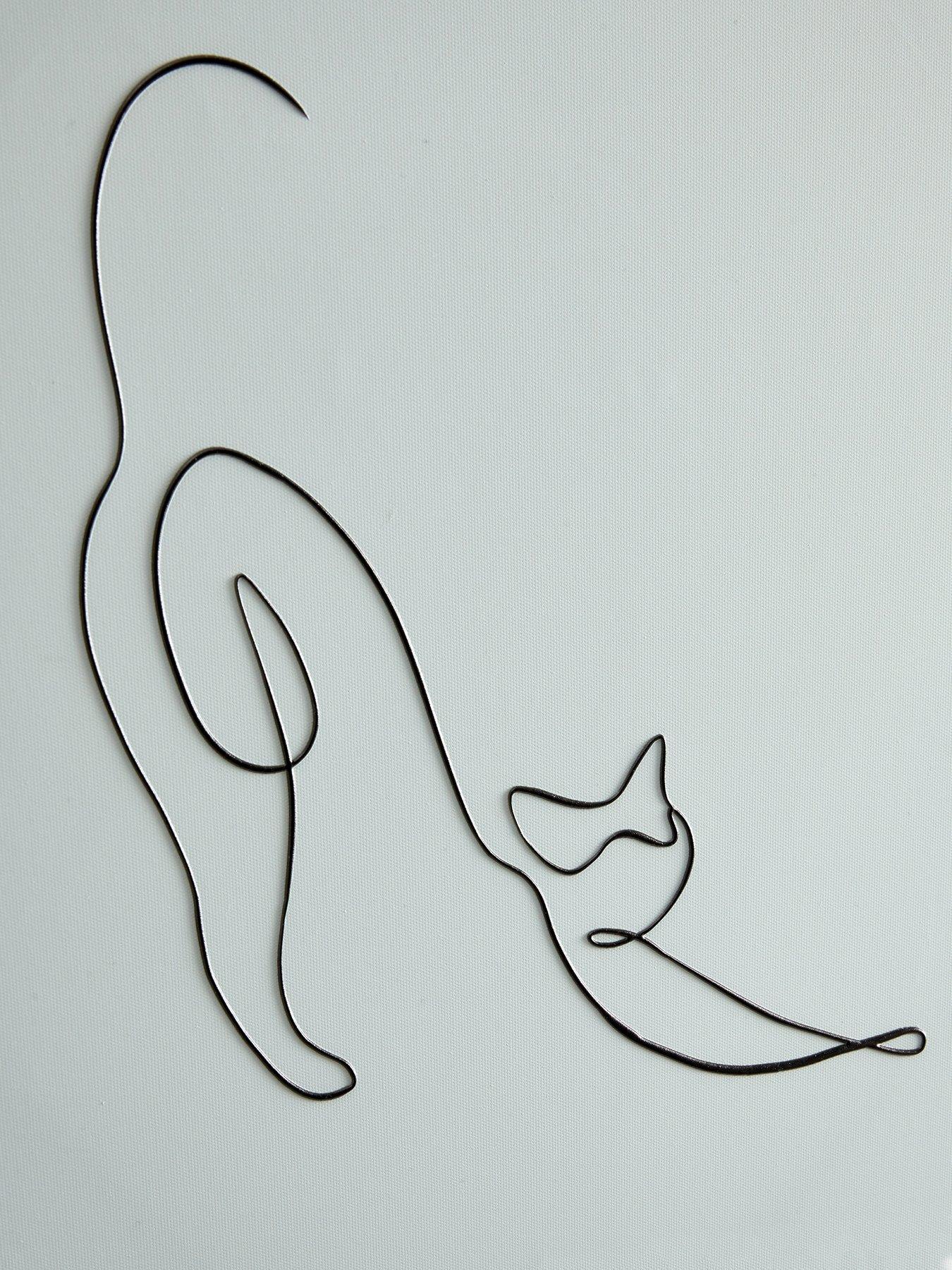 Image 5 of 5 of The Very Collection Minimalist Art Collection &ndash; Stretching Cat Printed Wall Art