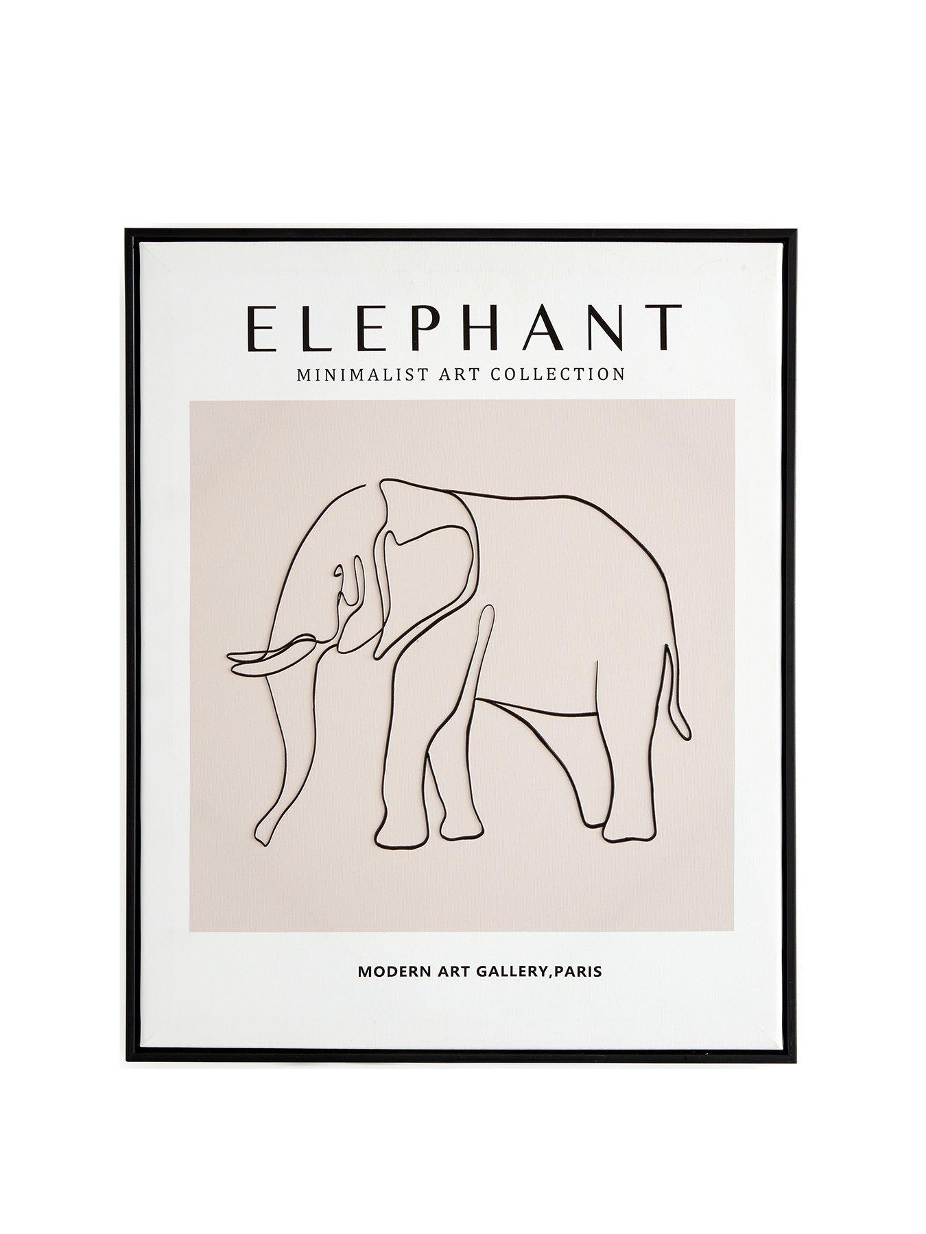 Image 2 of 5 of The Very Collection Minimalist Art Collection &ndash; Elephant Printed Wall Art