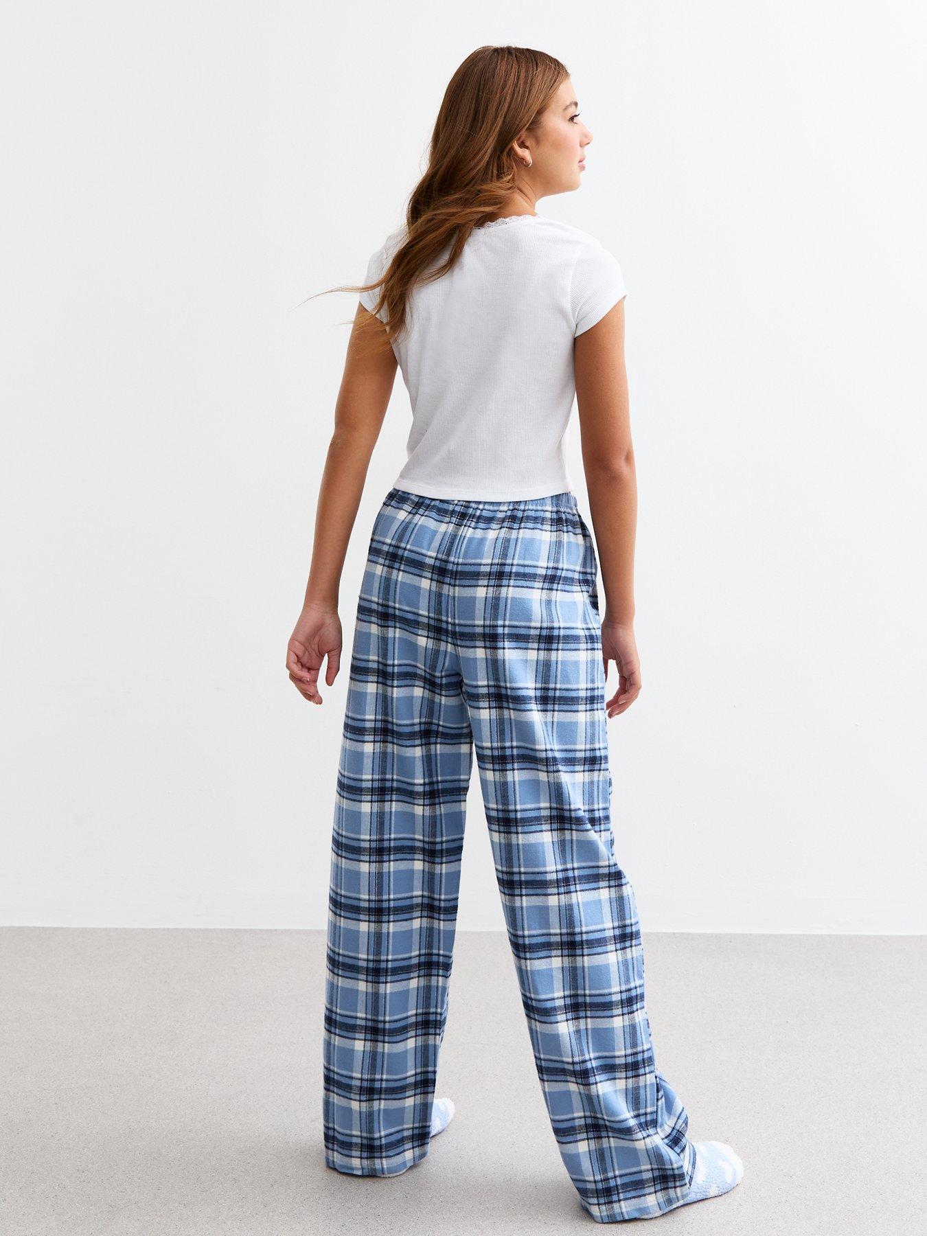 Image 2 of 4 of New Look 915 Girls Blue Plaid Long Pyjama Set