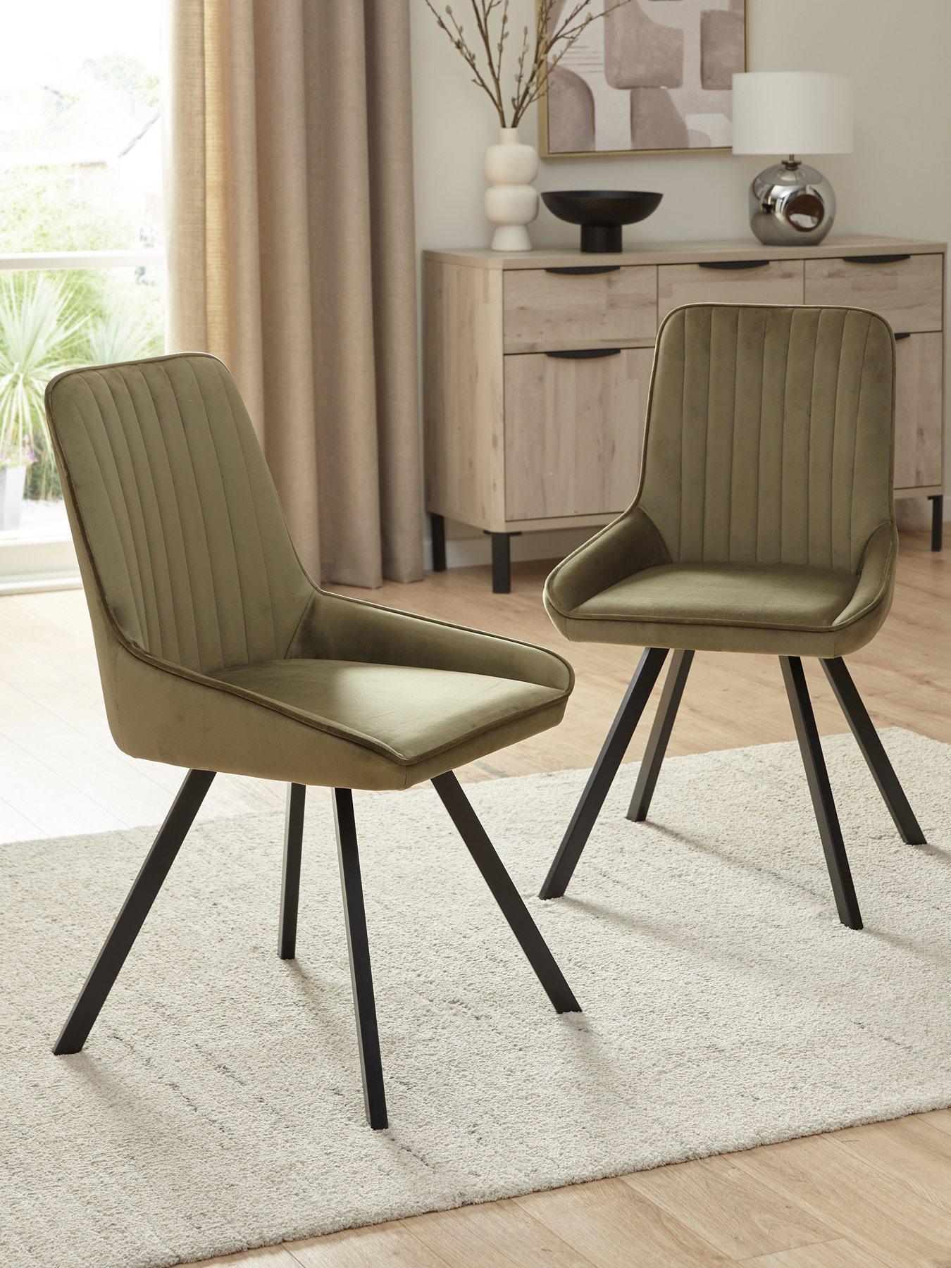 Product photograph of Very Home Marlow Pair Of Dining Chairs - Moss Green Black - Fsc Reg Certified from very.co.uk