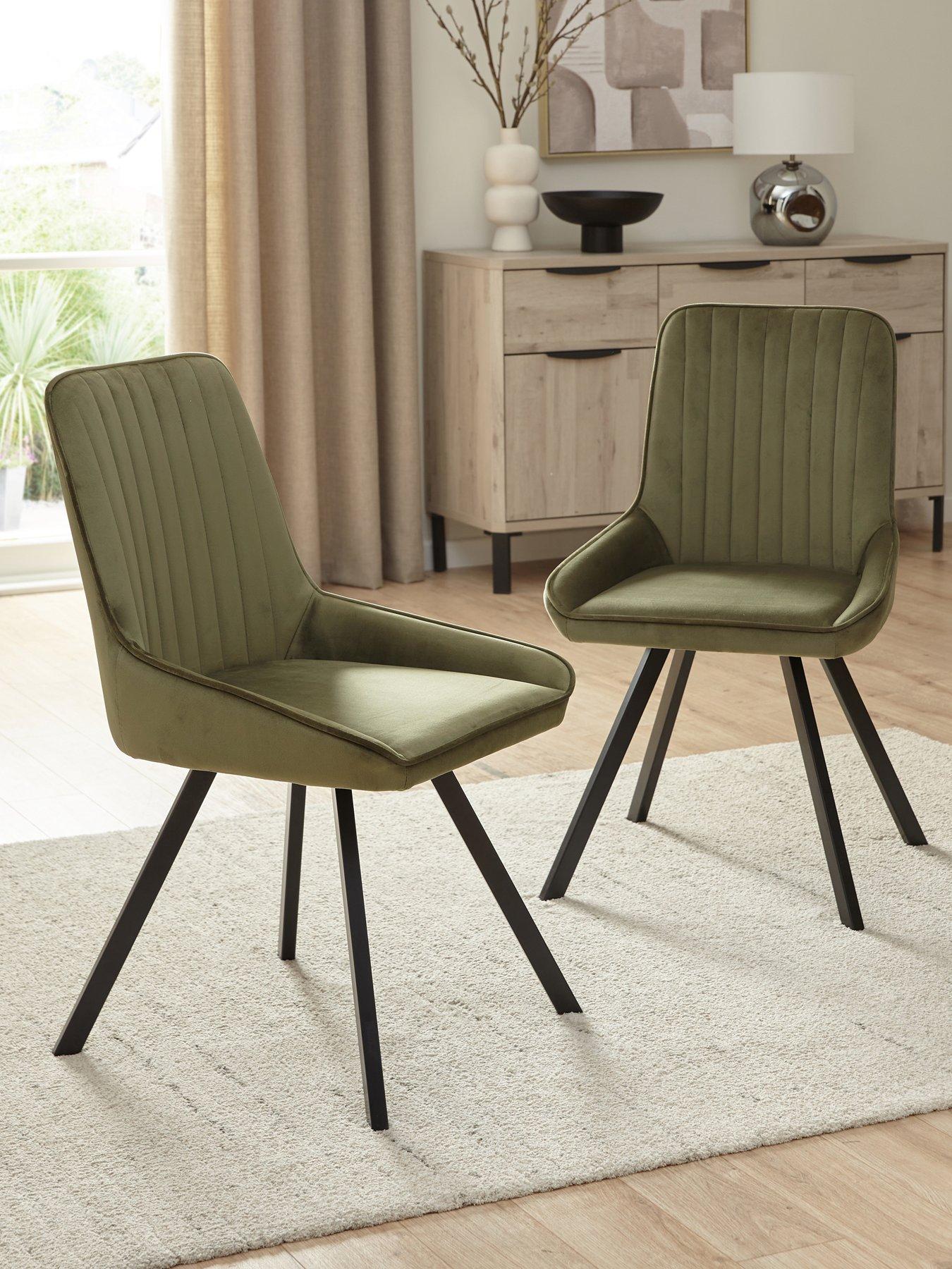 The Very Collection Marlow Pair of Dining Chairs - Moss Green/Black - FSC® Certified