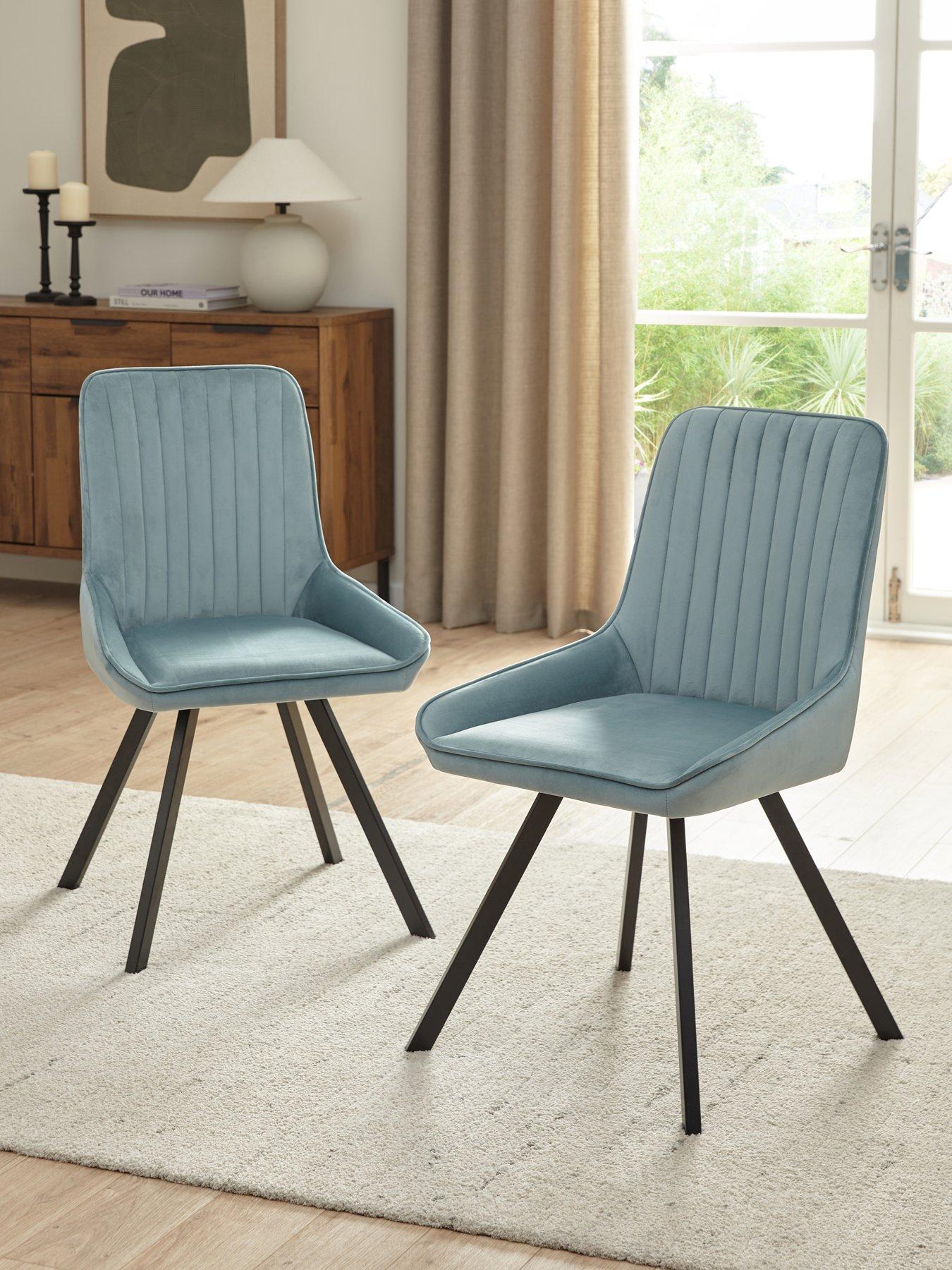 undefined Marlow Pair of Dining Chairs - Dusty Blue/Black - FSC Certified