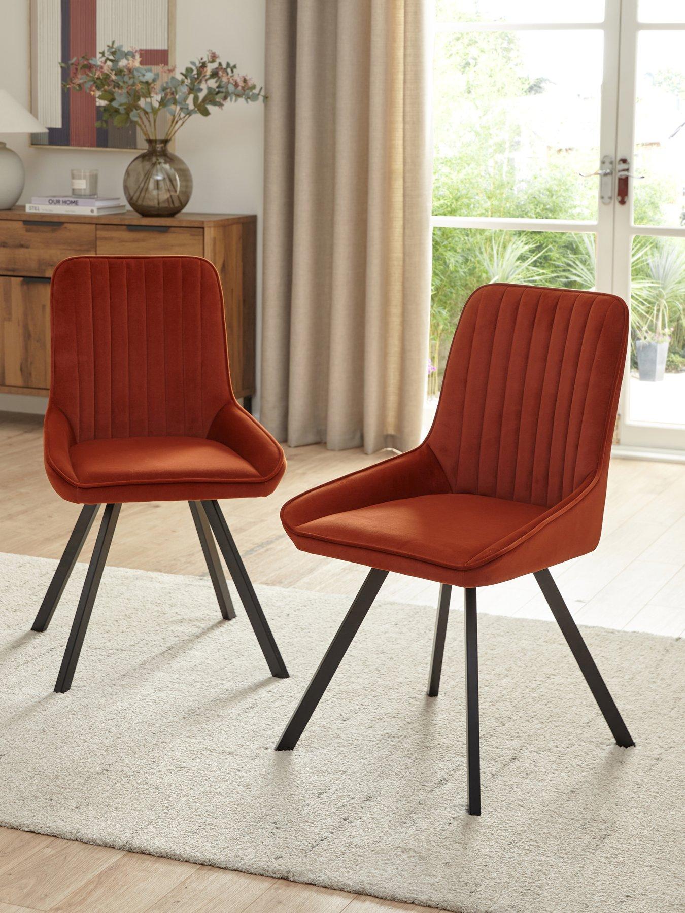Very Home Marlo Pair of Velvet Dining Chairs - Rust/Black - FSC® Certified