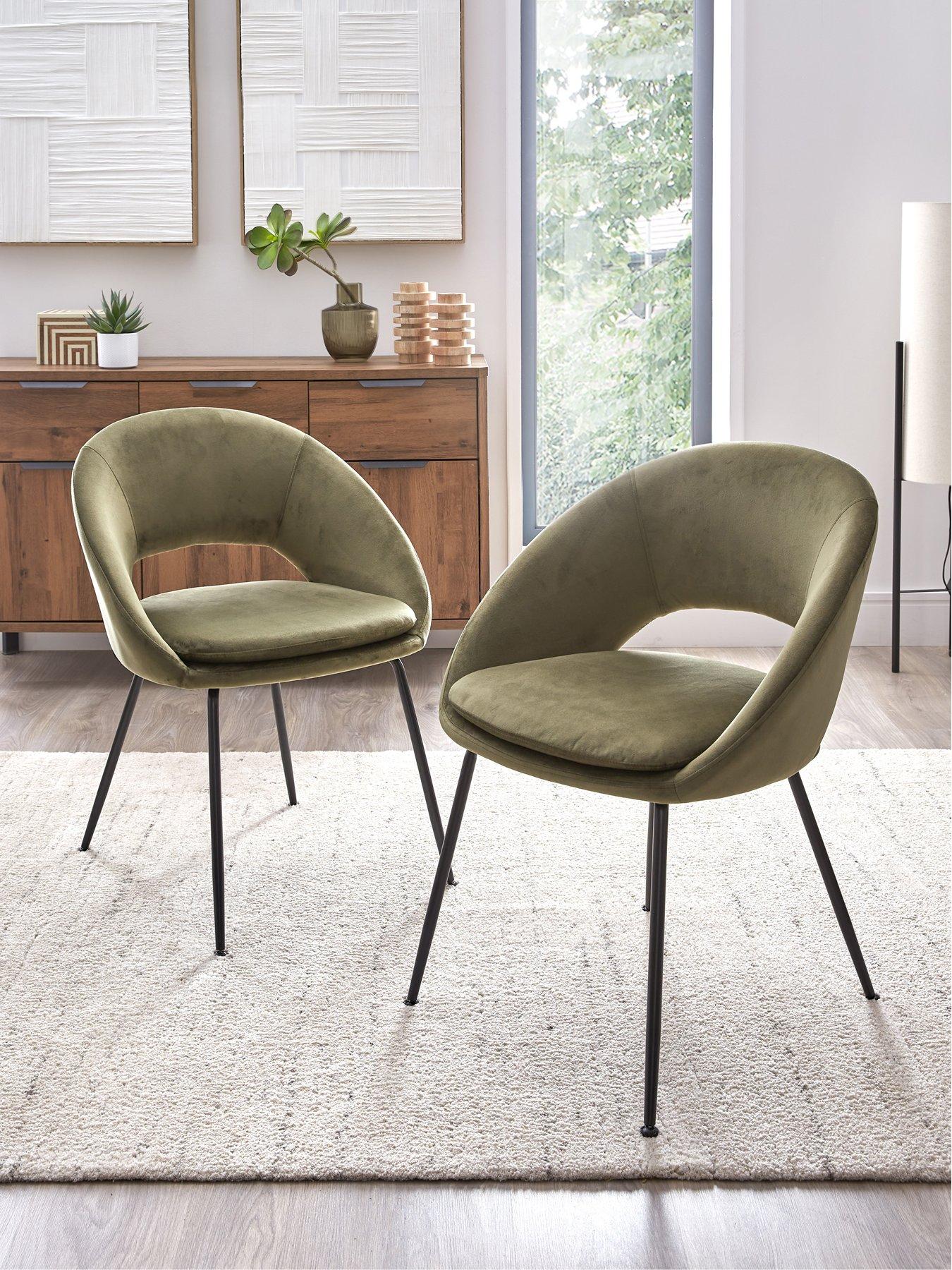 The Very Collection Pair of Aurelia Dining Chairs - Moss Green/Black - FSC® Certified