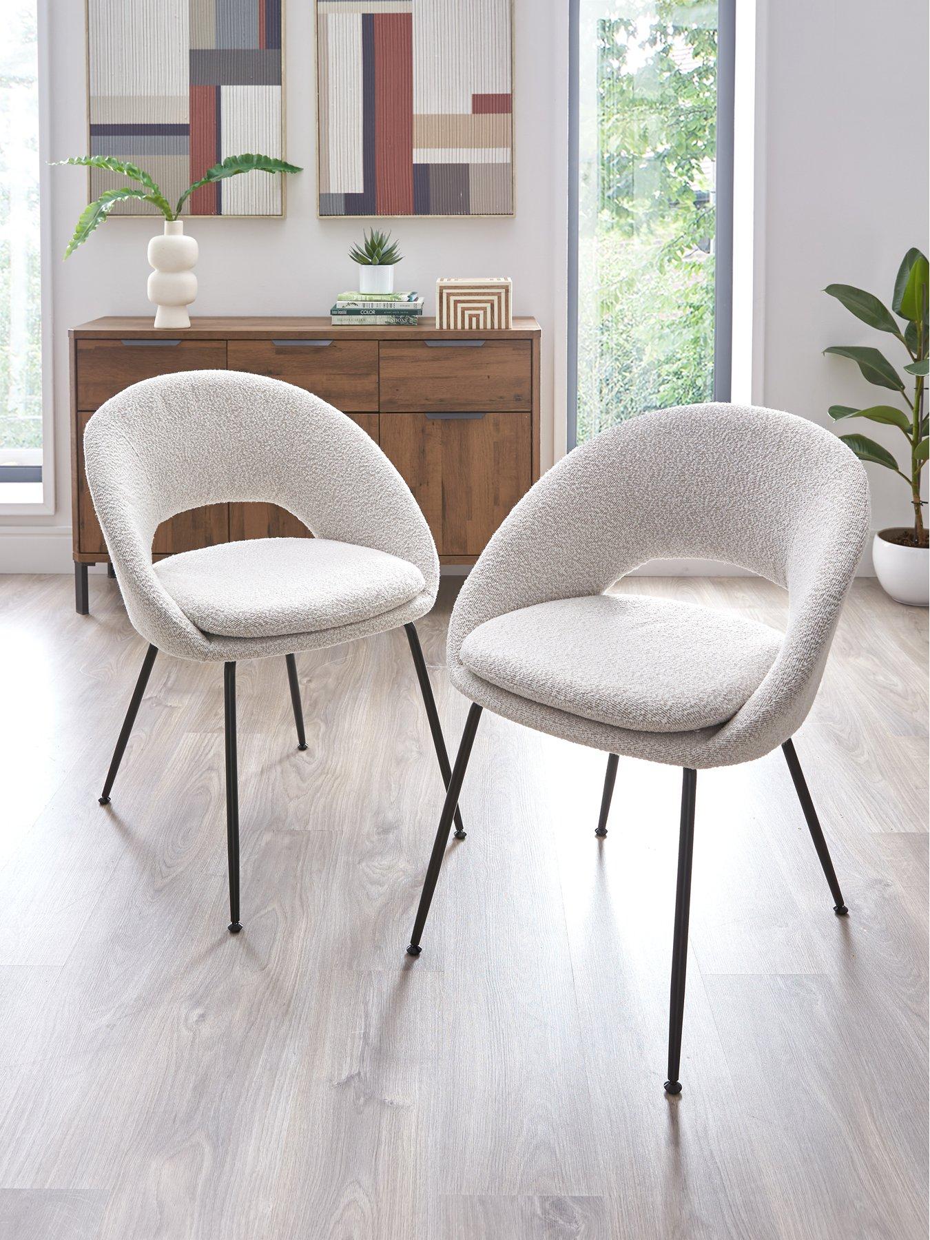 undefined Pair of Aurelia Boucle Dining Chairs - Cream/Black - FSC® Certified