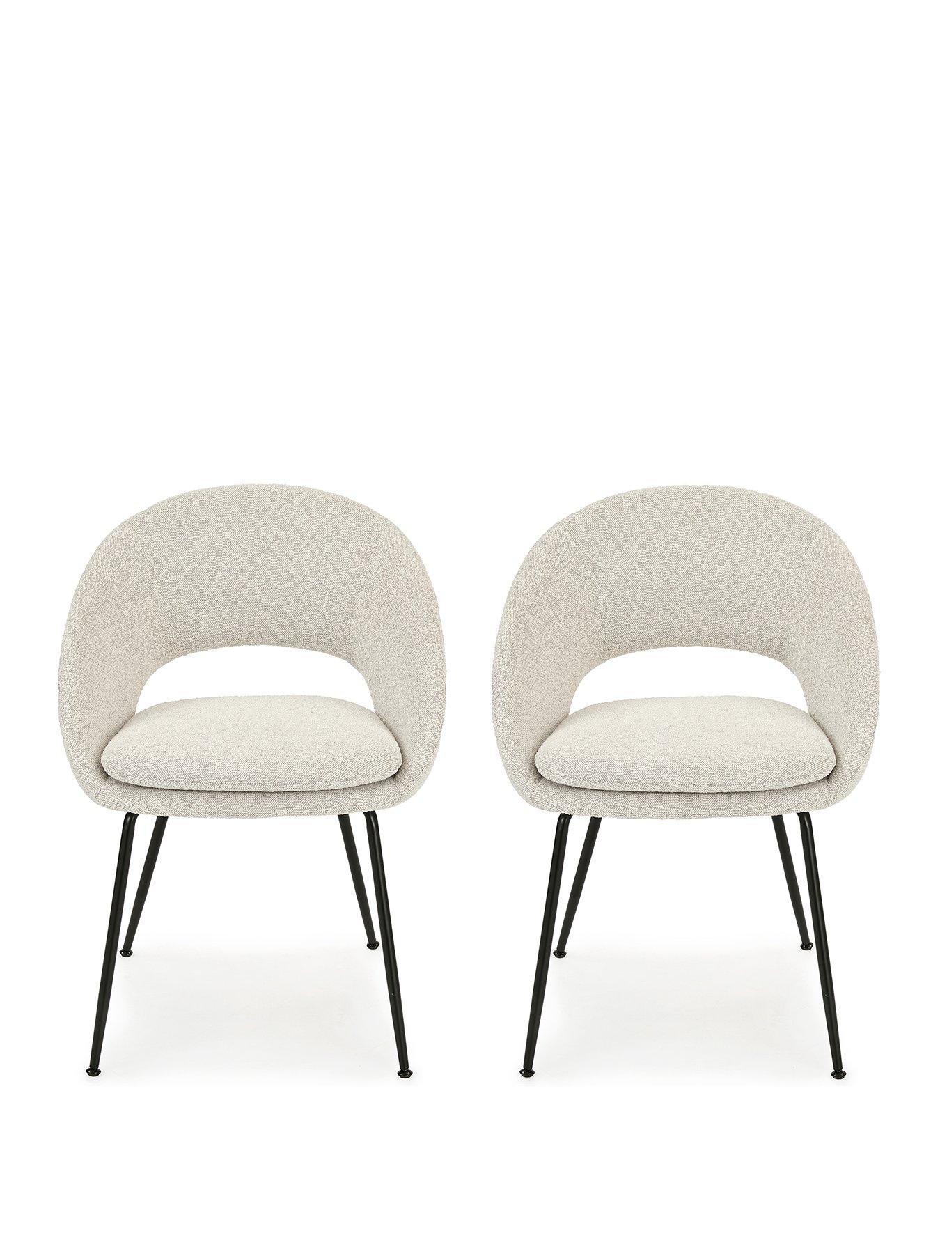 Image 2 of 5 of Very Home Pair of Aurelia Boucle Dining&nbsp;Chairs - Cream/Black - FSC&reg; Certified