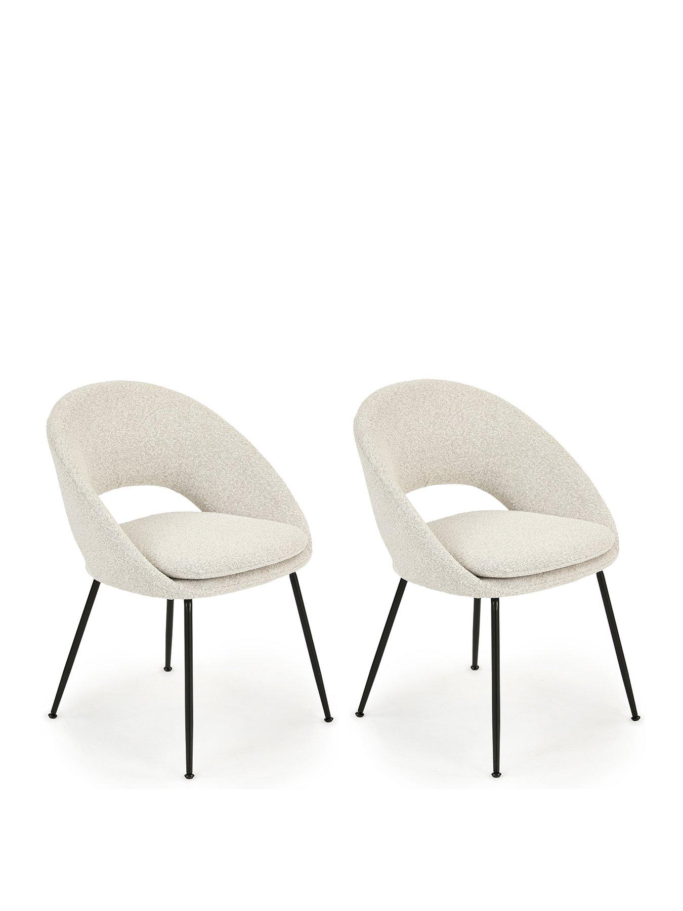 Image 3 of 5 of Very Home Pair of Aurelia Boucle Dining&nbsp;Chairs - Cream/Black - FSC&reg; Certified