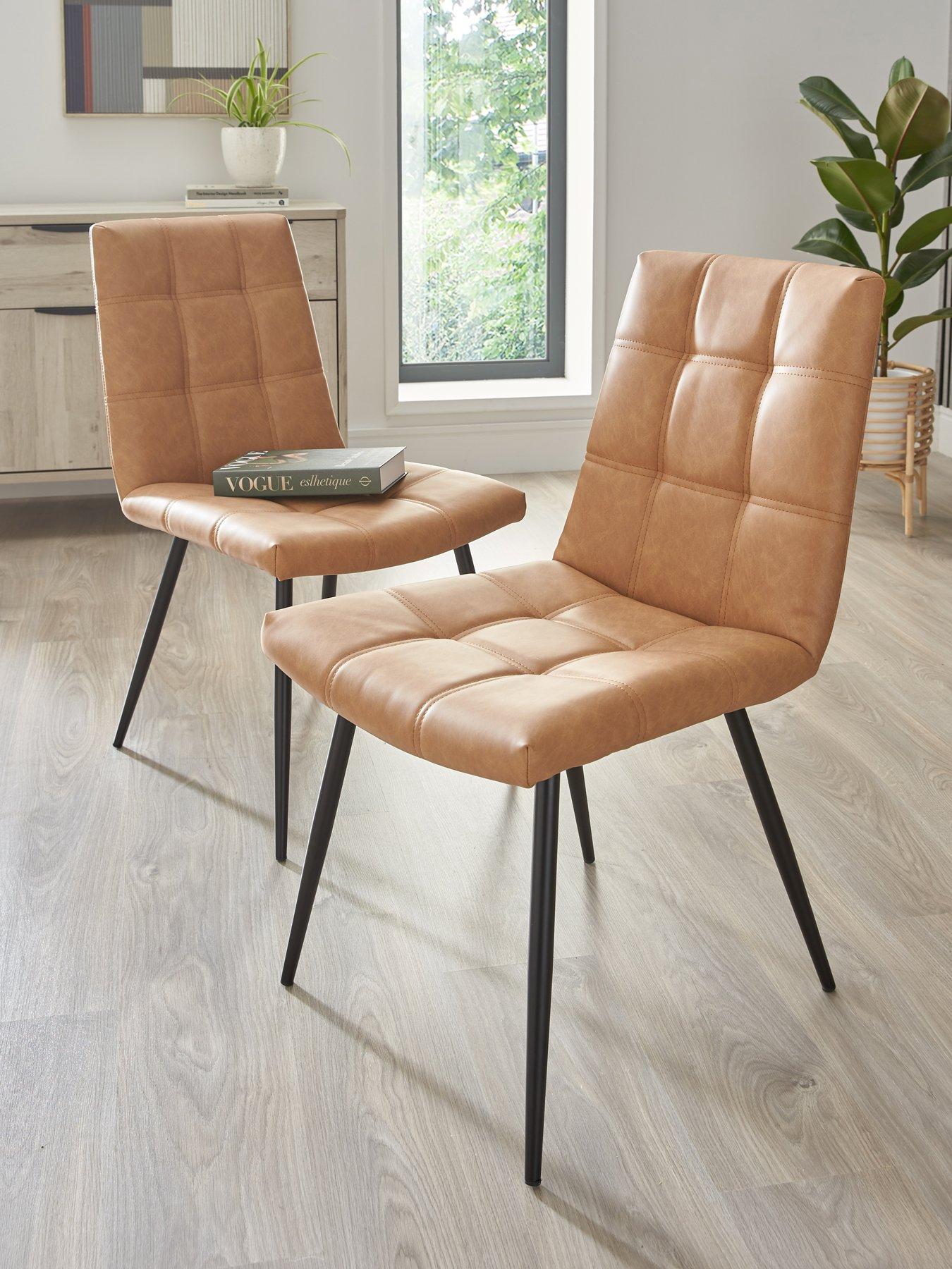 Product photograph of Very Home Harlem Pair Of Dining Chairs In Tan Black - Fsc Reg Certified from very.co.uk