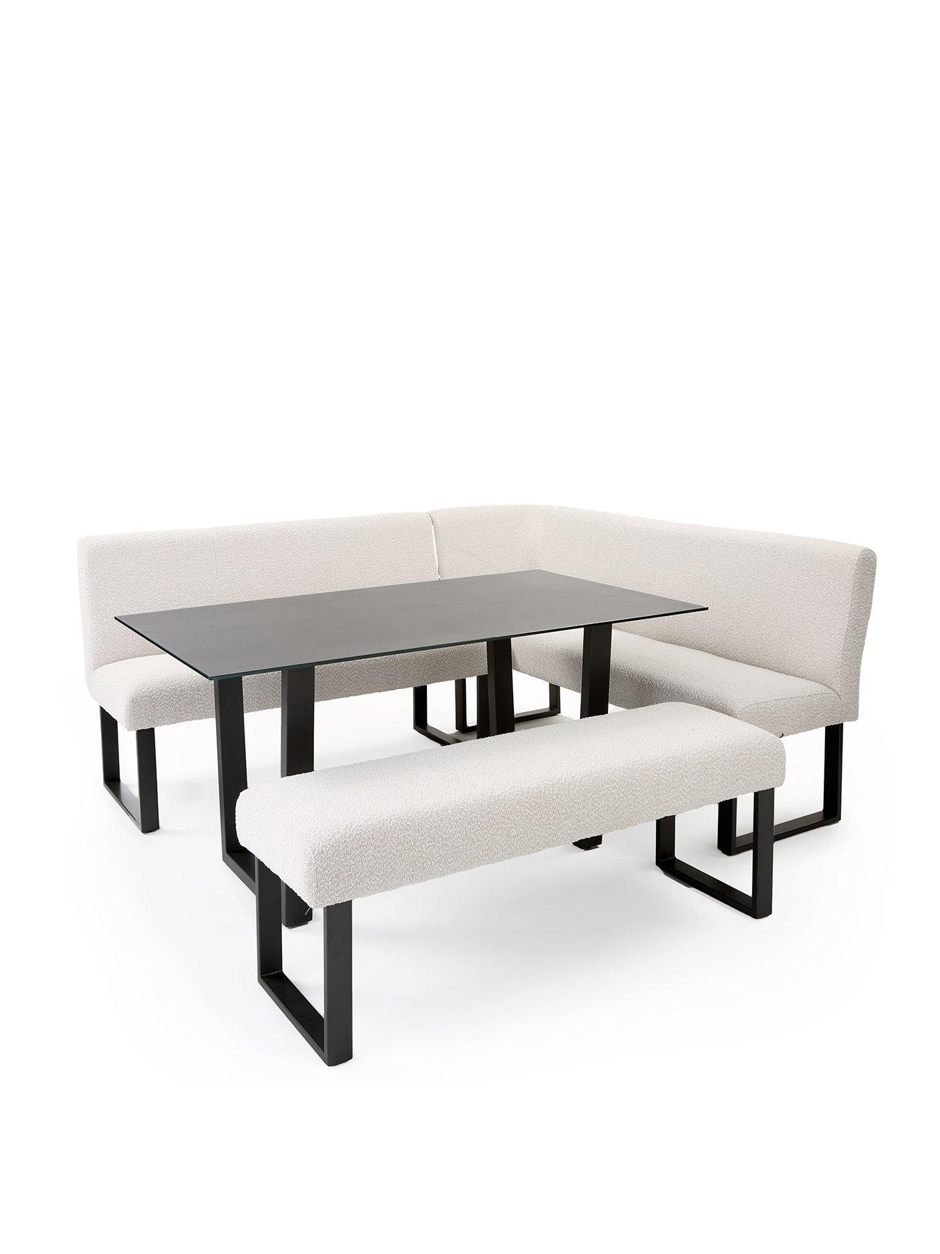 Image 2 of 7 of Very Home Nevada&nbsp;160 cm Long Dining Table + Corner Seat and Bench&nbsp;Dining Set&nbsp;- Black/Cream&nbsp;- FSC&reg; Certified