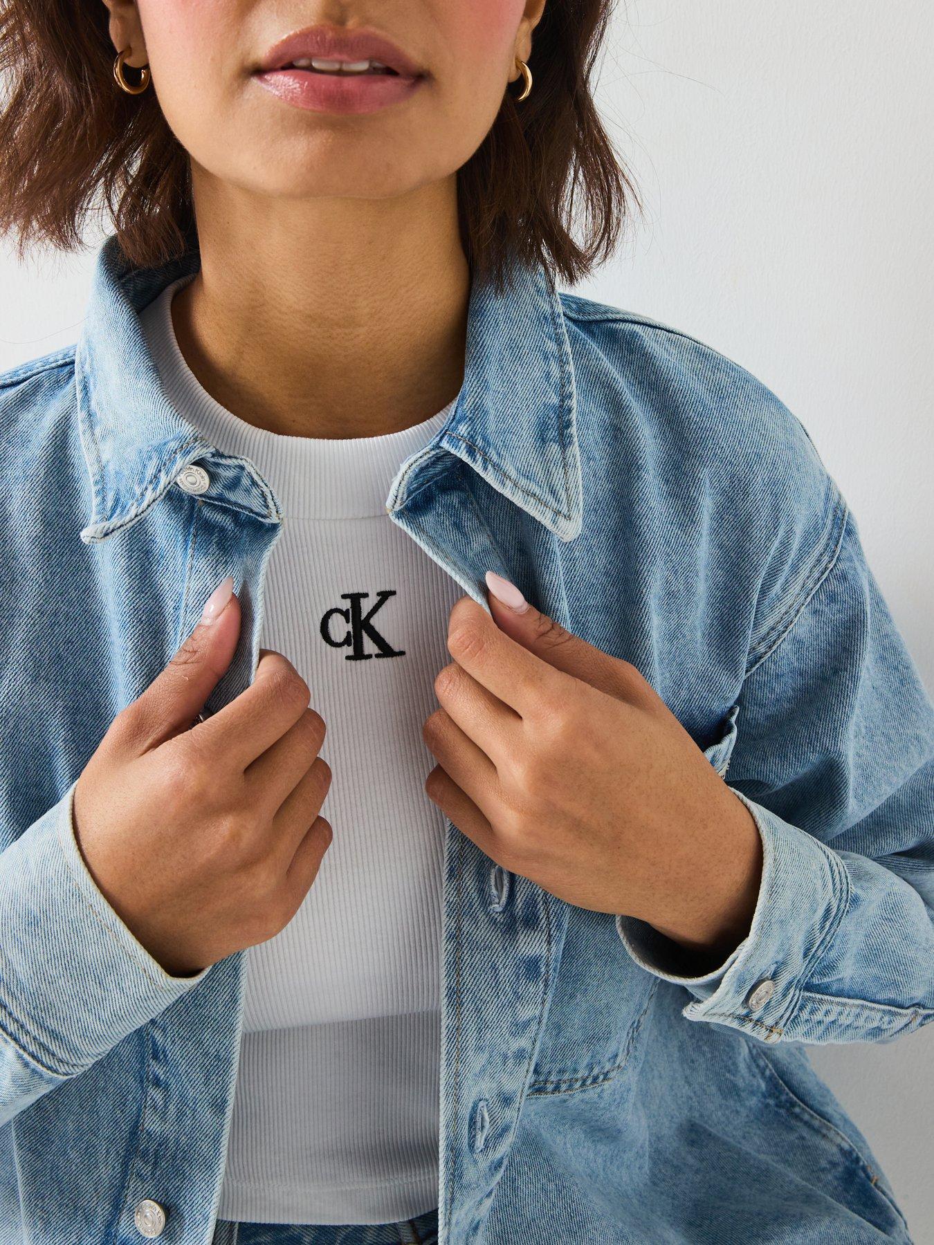 Image 5 of 5 of Calvin Klein Jeans Ribbed Logo Baby T-Shirt - White