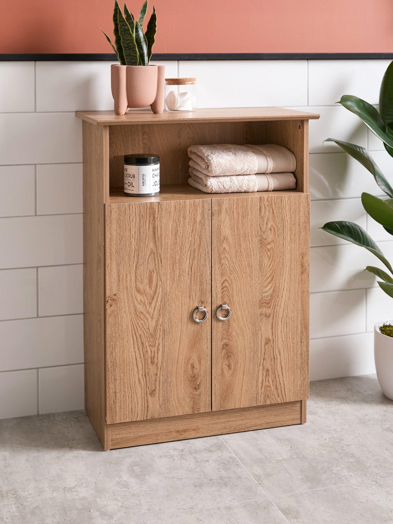 Image of Very Home Pinnock Low Bathroom Cabinet - Oak