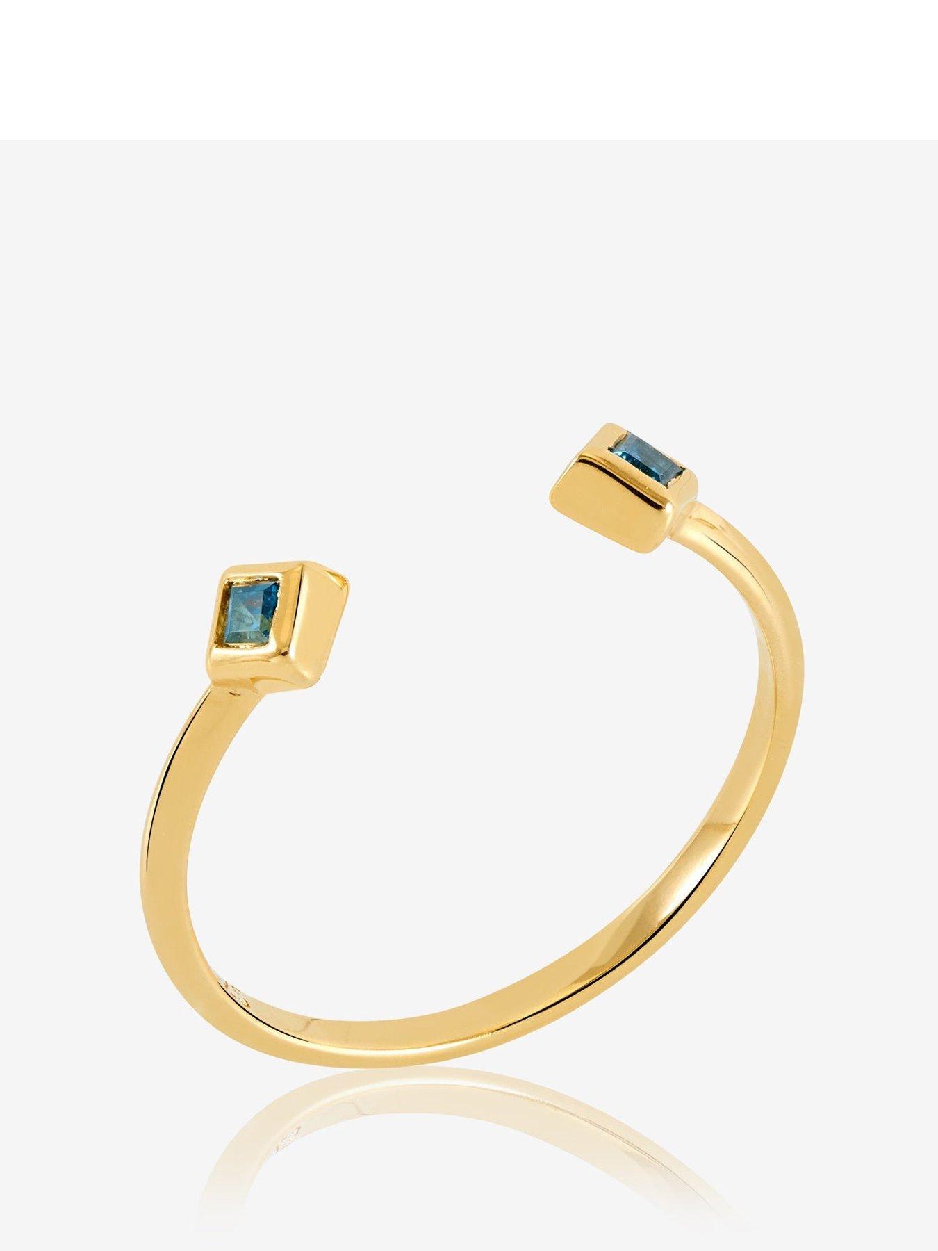 Product photograph of Rachel Jackson London Adjustable London Blue Topaz Deco Ring from very.co.uk