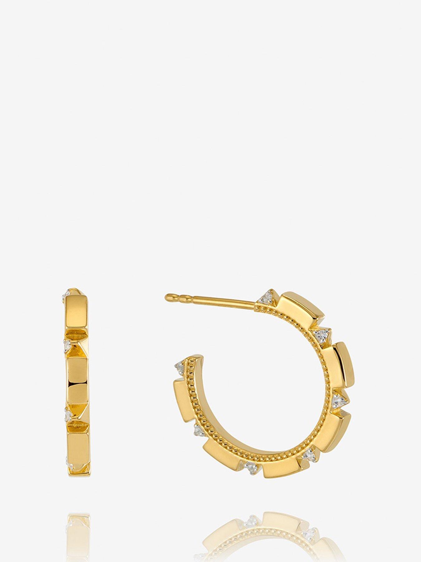 Product photograph of Rachel Jackson London White Topaz Arrow Spike Hoop Earrings from very.co.uk