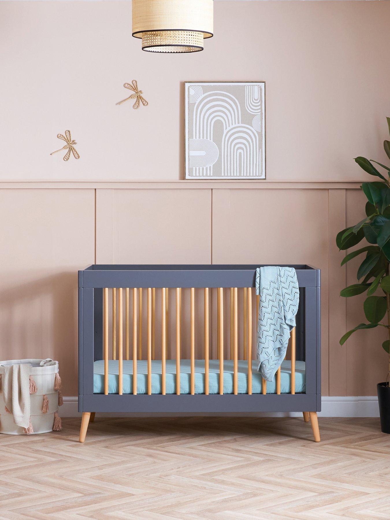 Product photograph of Obaby Maya Mini Cot Bed - Slate With Natural from very.co.uk