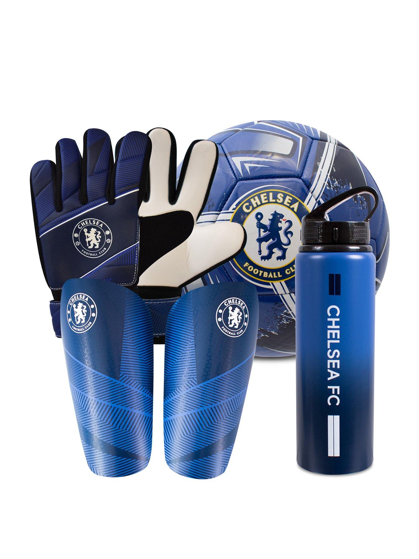 undefined Football Bundle: 750ml Aluminium Bottle, Shin Pads, Goalkeeper Gloves  &  Size 5 Turbine Ball