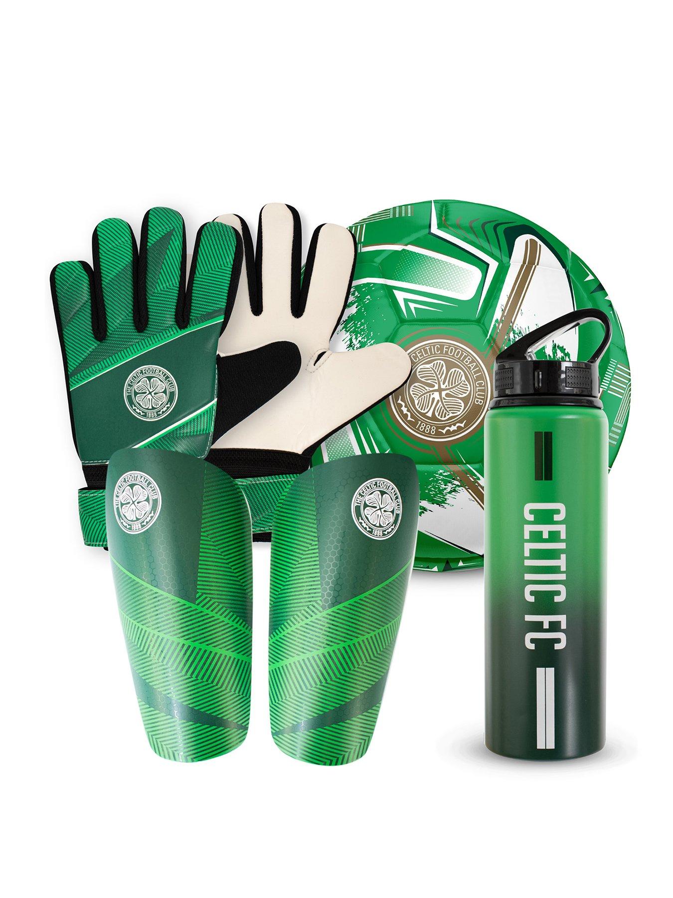 undefined Football Bundle: 750ml Aluminium Bottle, Shin Pads, Goalkeeper Gloves  &  Size 5 Turbine Ball