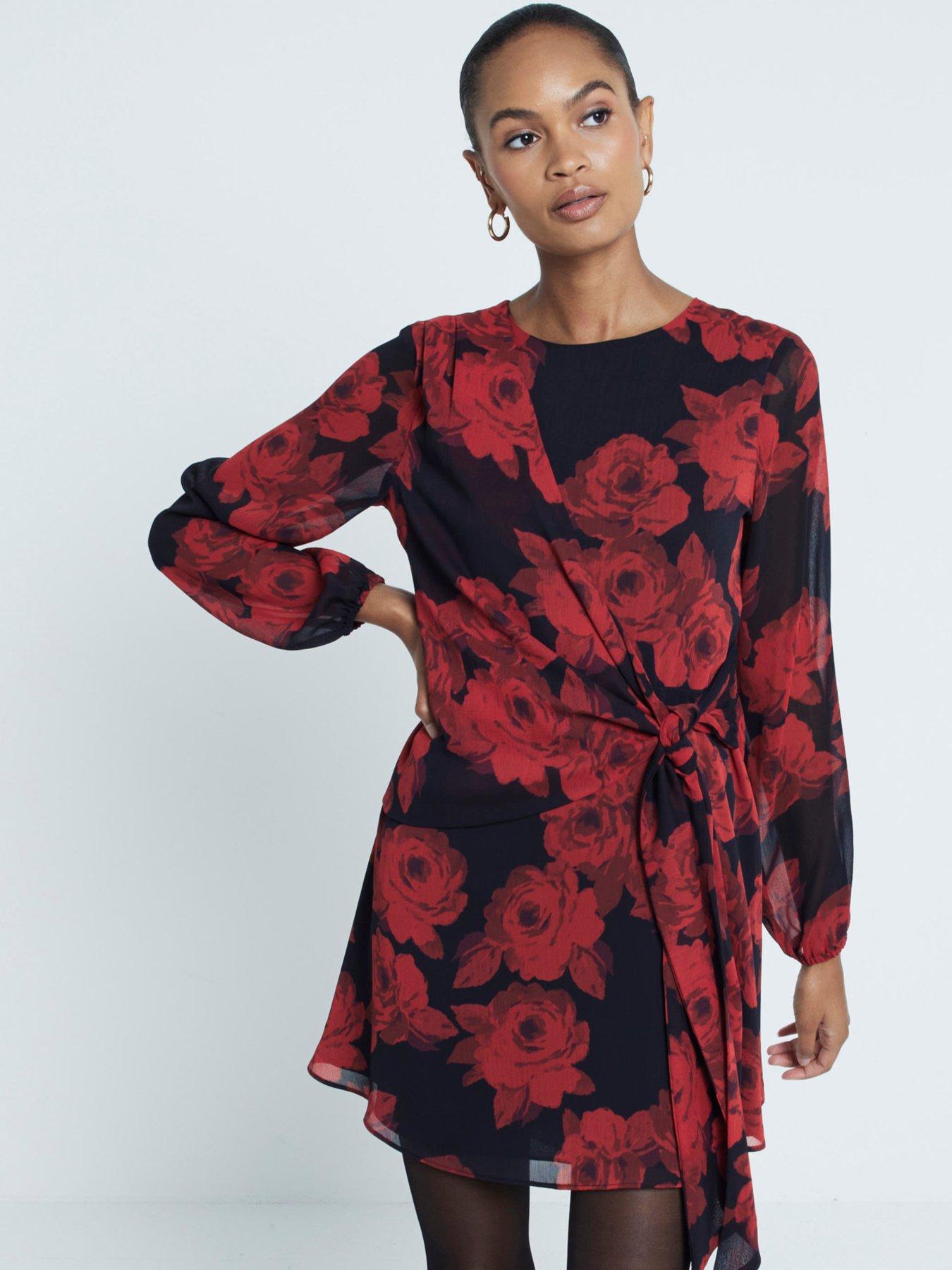 River Island Tie Front Tea Dress - Red | Very