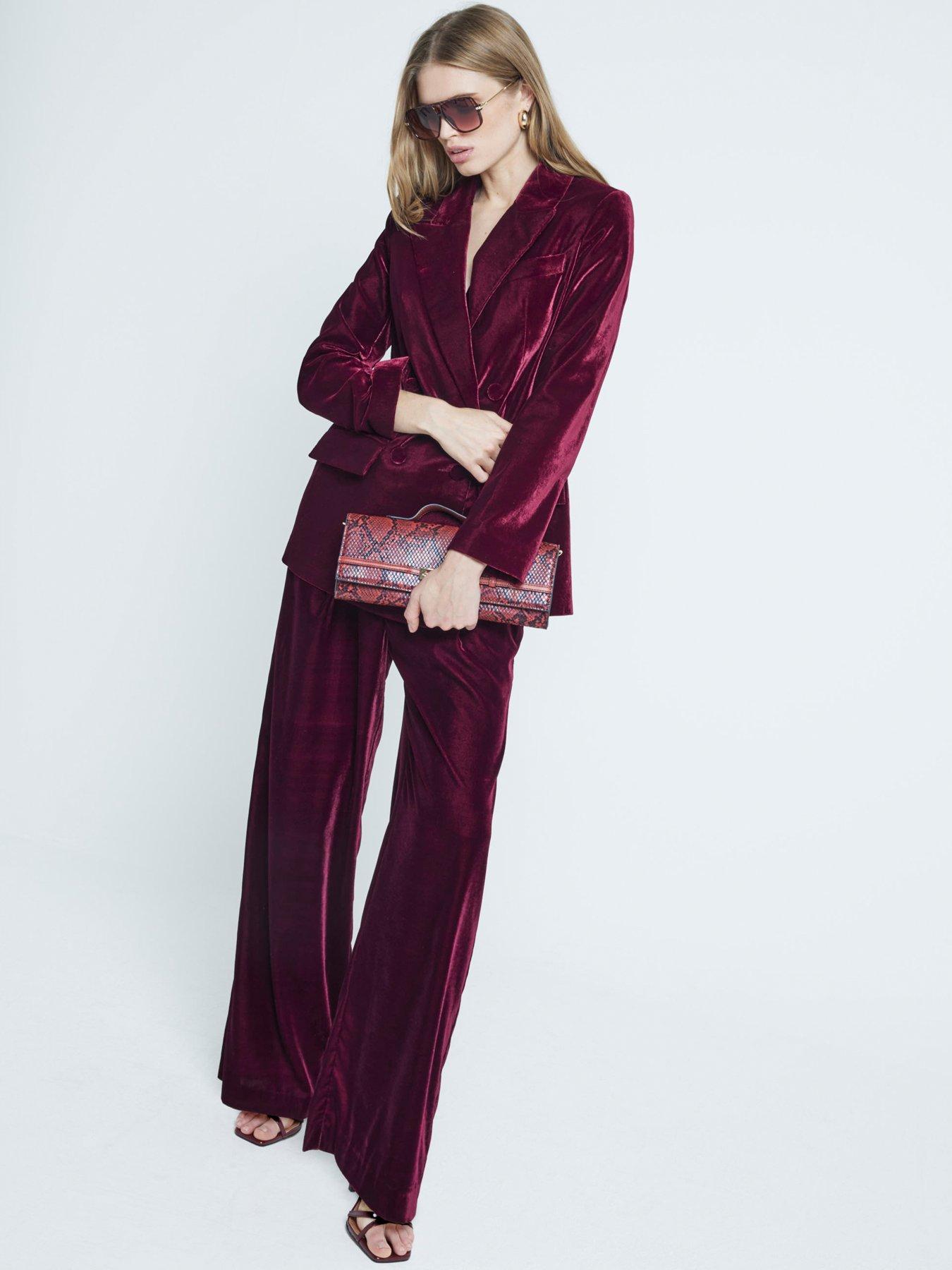 undefined Soft Velvet Jacket - Dark Red