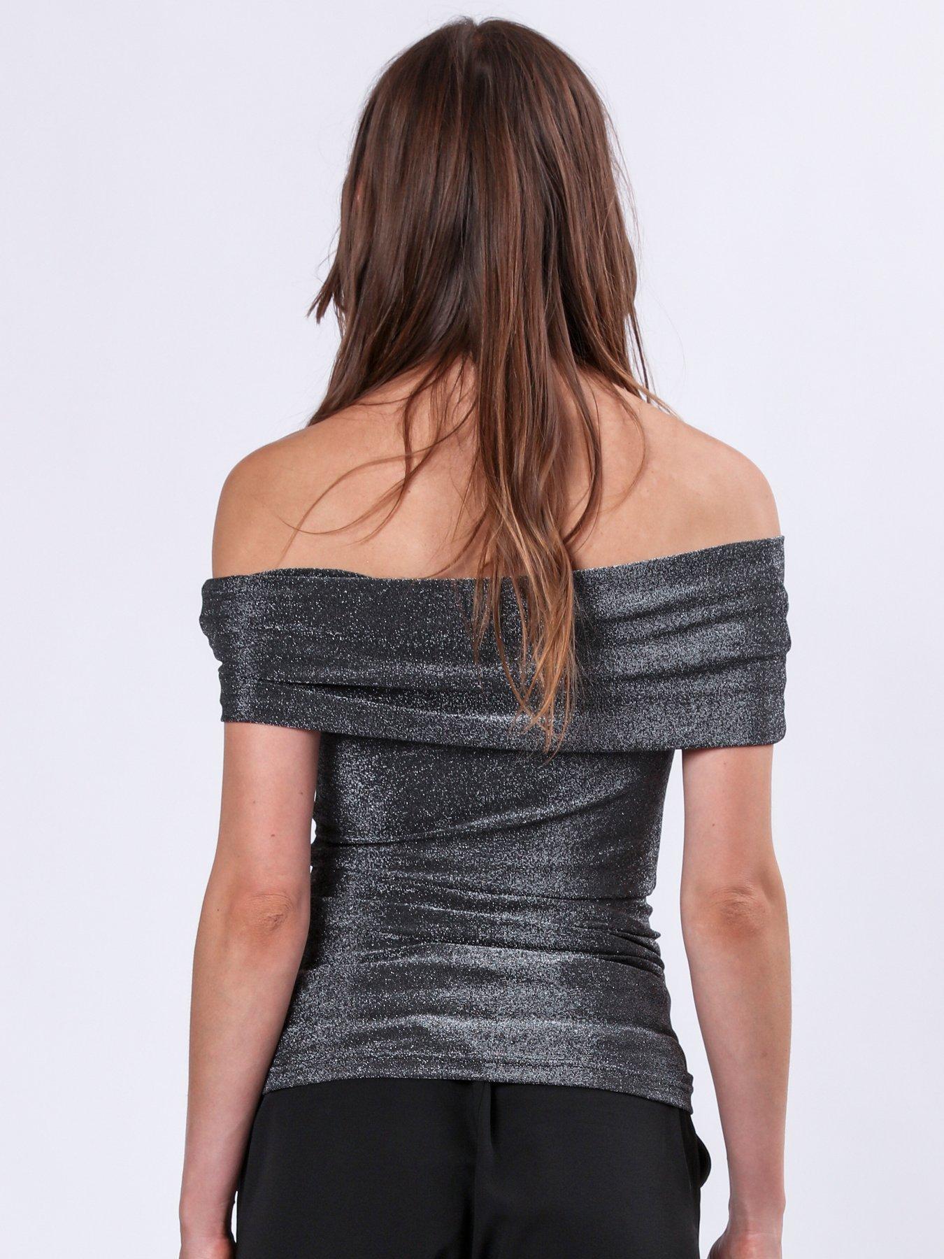 Image 2 of 6 of Religion Off The Shoulder Slinky Top - Grey