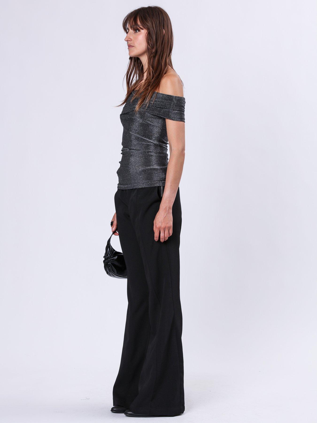 Image 4 of 6 of Religion Off The Shoulder Slinky Top - Grey