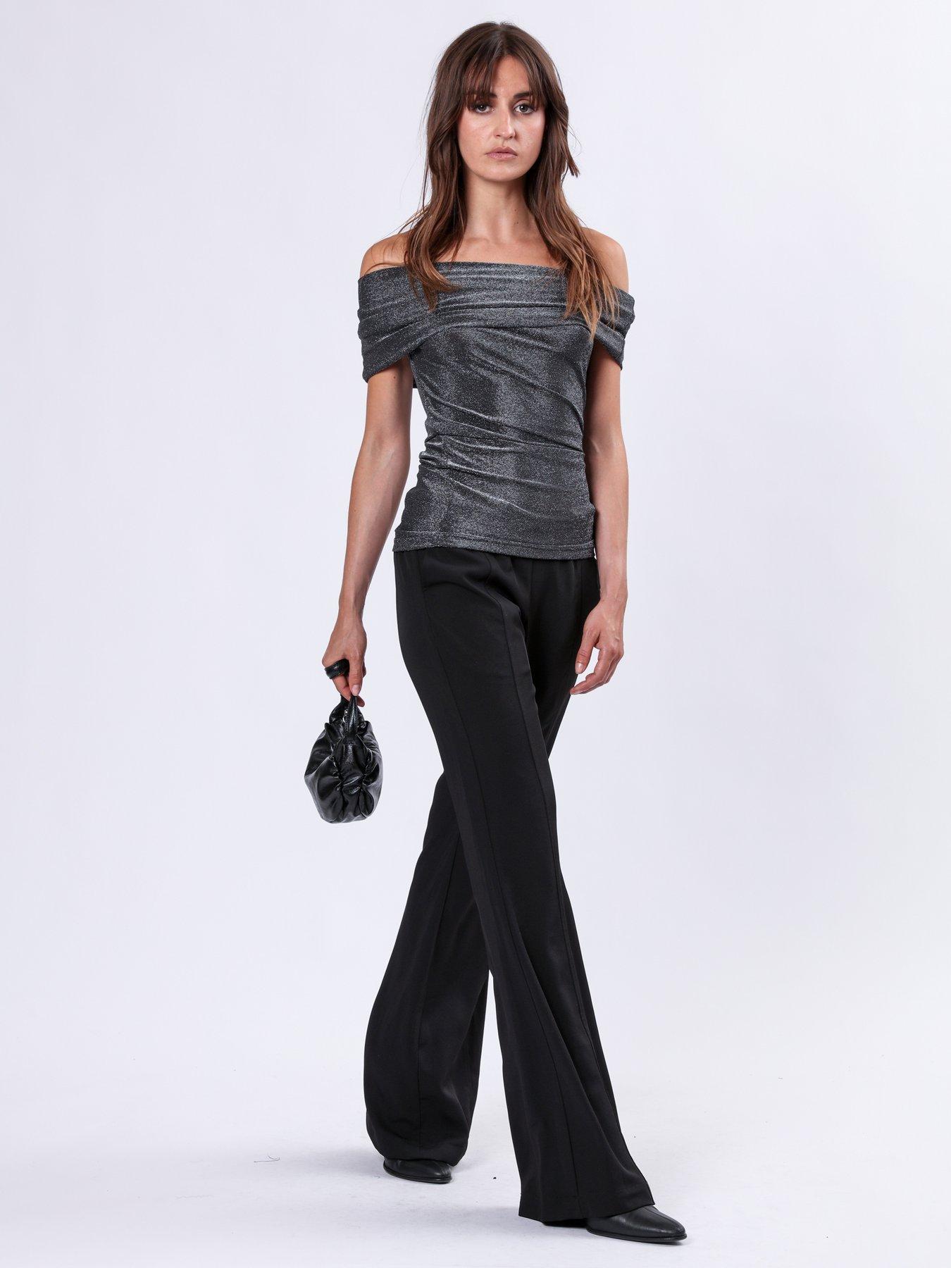 Image 5 of 6 of Religion Off The Shoulder Slinky Top - Grey