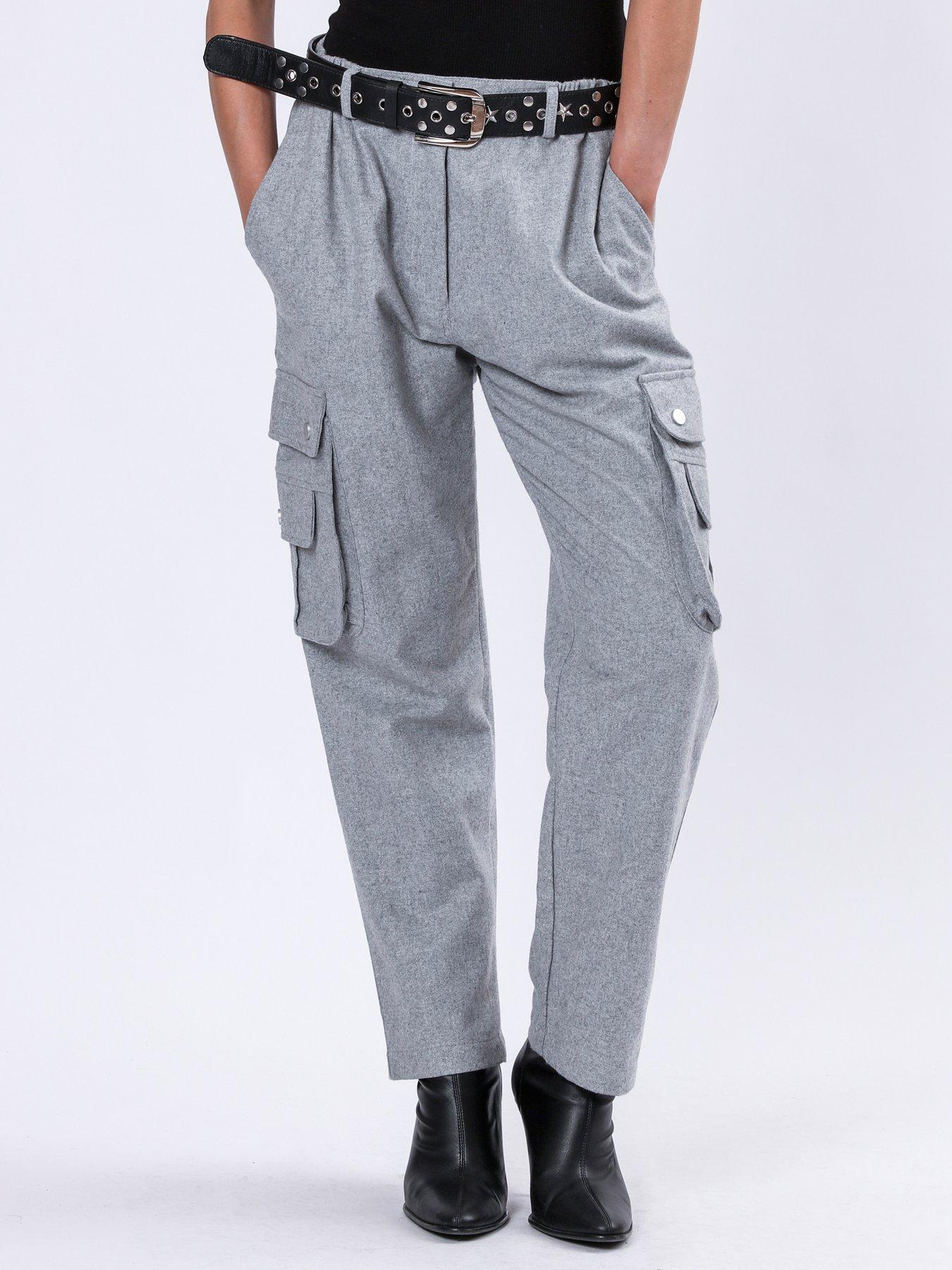undefined Wool Flannel Cargo Trouser - Grey