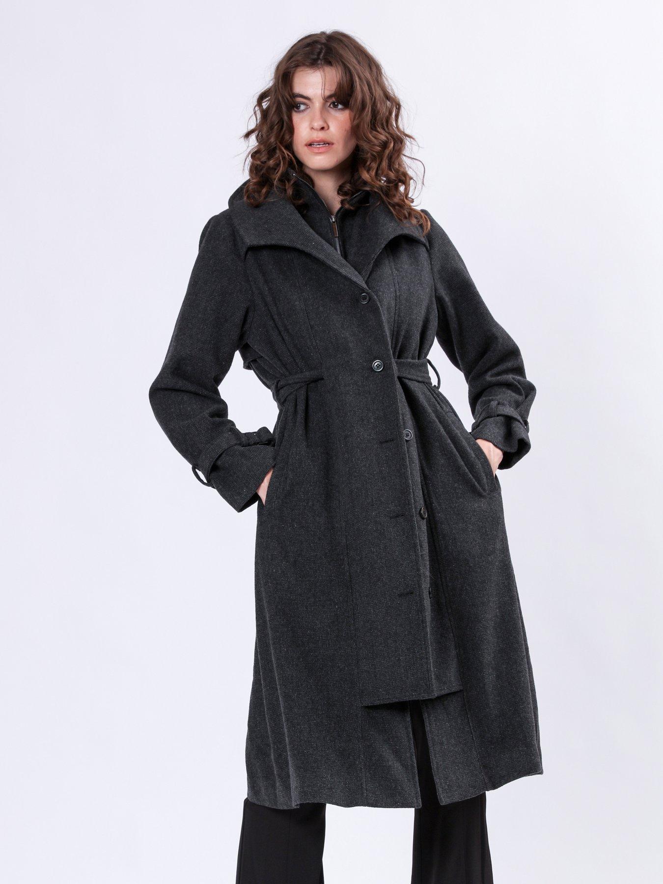 Wool Mix Belted Coat Grey