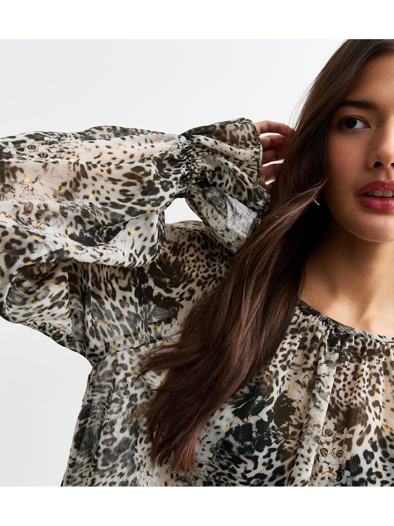 New Look Mila Top Dark Leopard