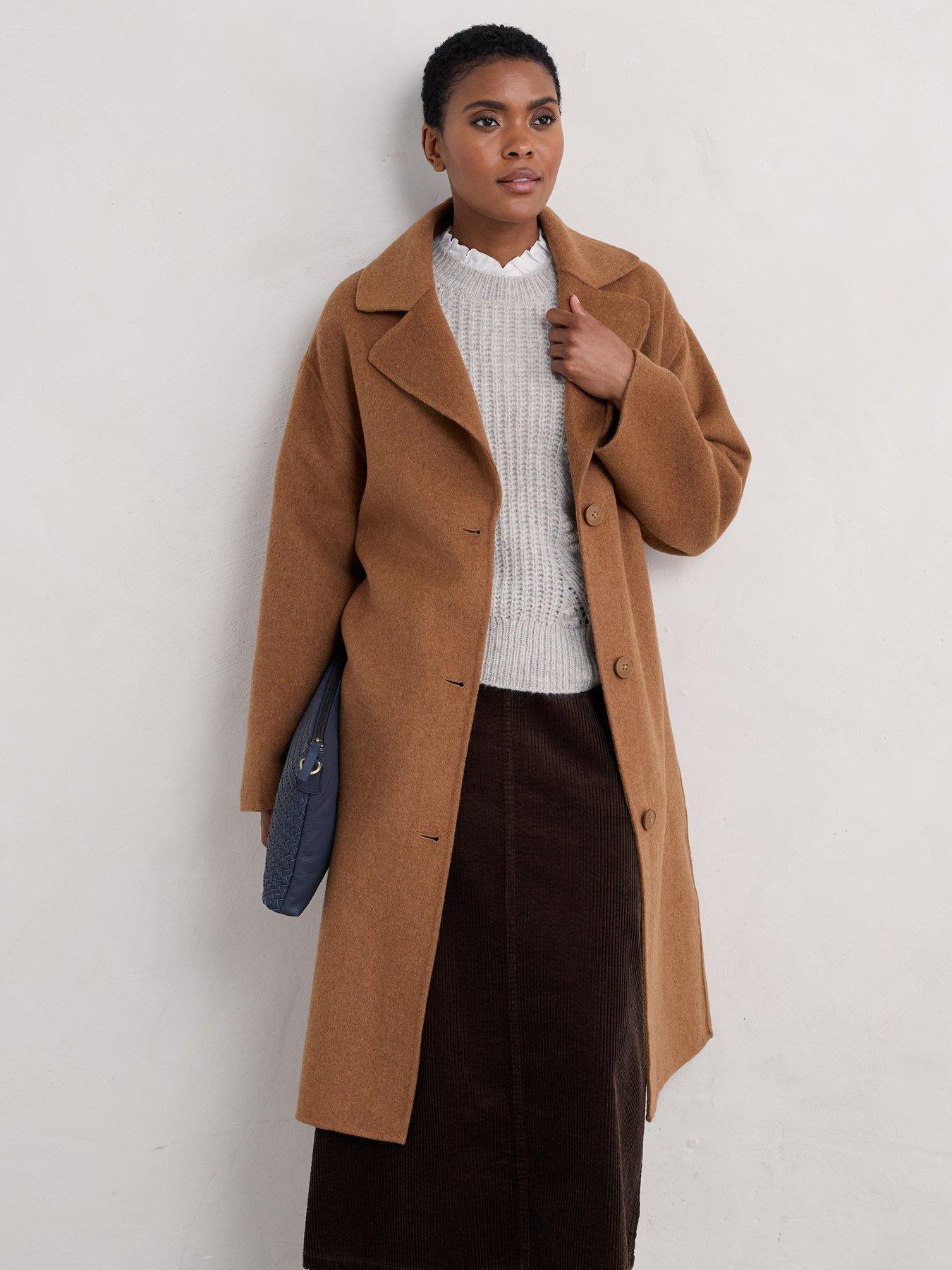 undefined Wool Single Breasted Duster Coat - Camel - Brown