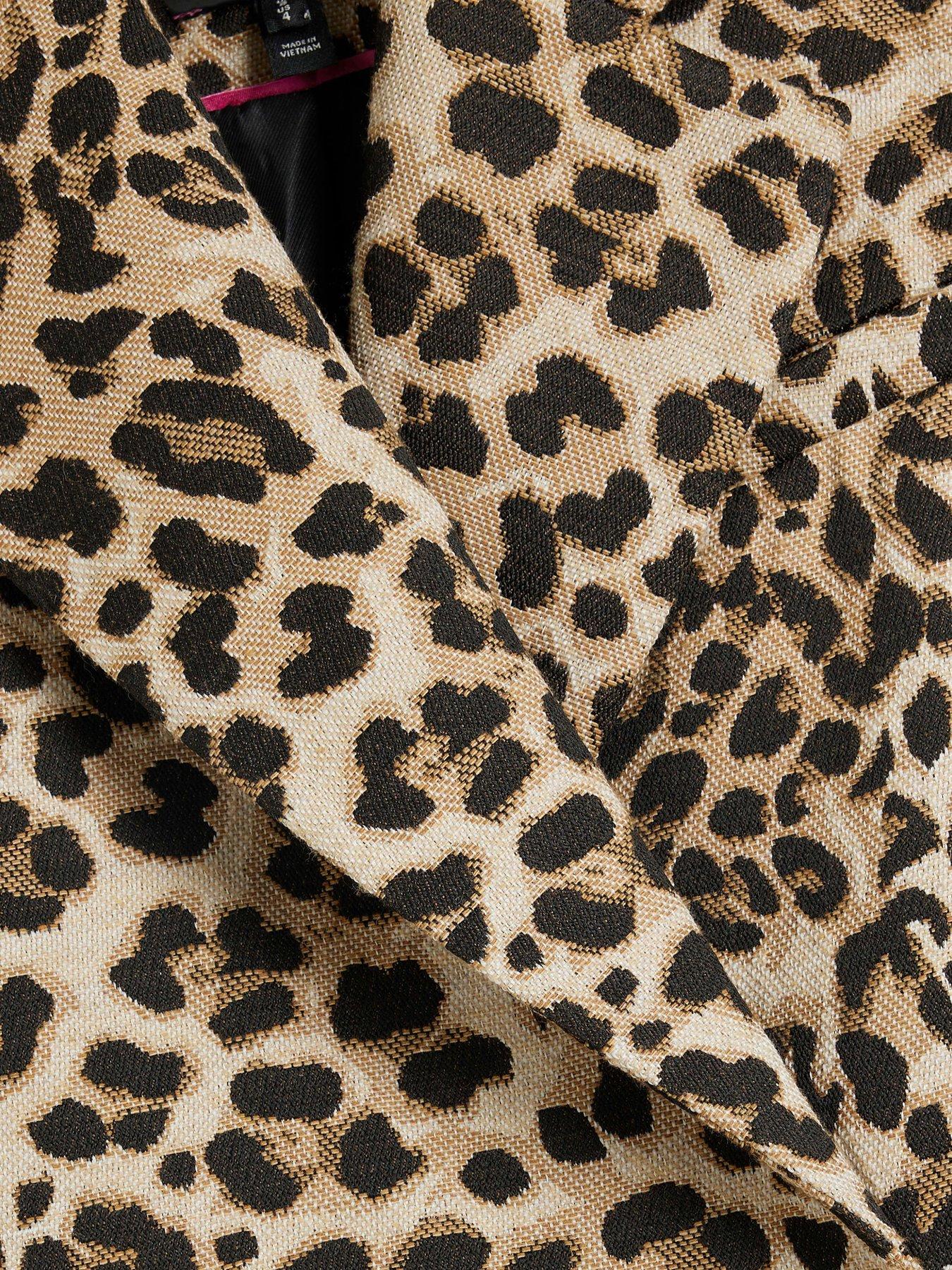 River Island Leopard Print Jacquard Coat Light Brown Very