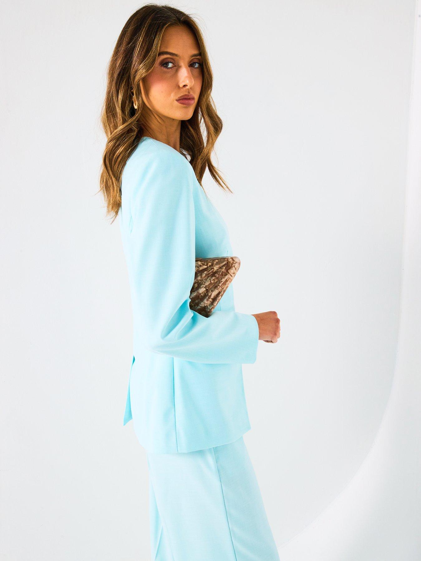 Image 4 of 6 of V by Very Collarless Blazer Co-Ord - Green