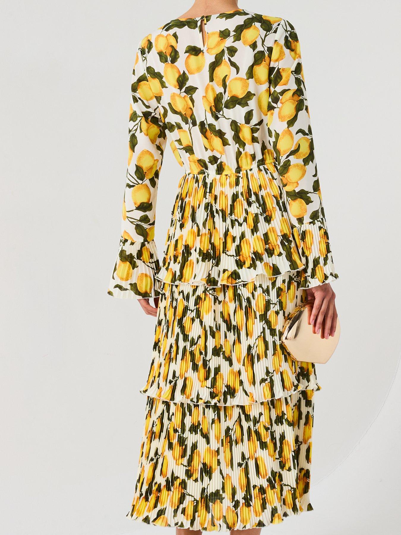 Image 5 of 6 of V by Very Lemon Printed Ruffle Midi Dress - Print