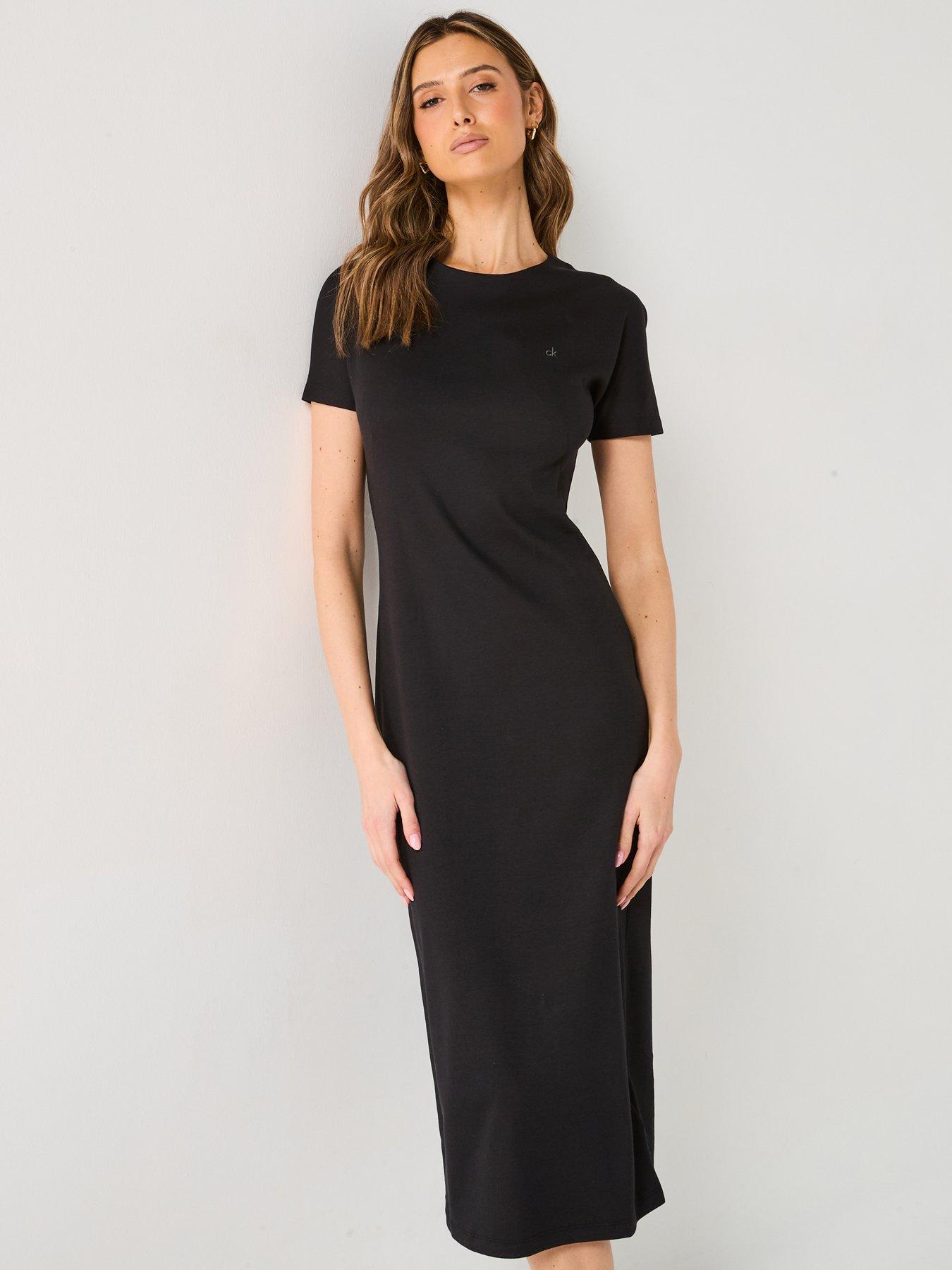 Calvin Klein Jeans Black Cotton Midi Dress