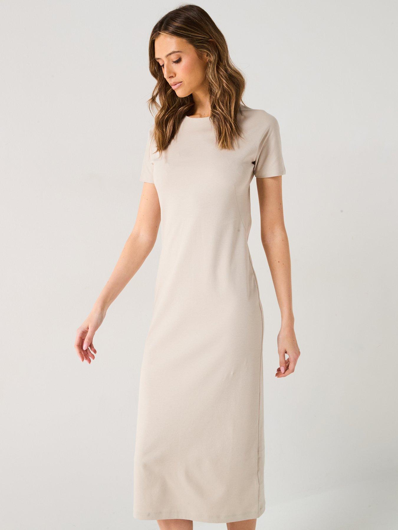 undefined T-Shirt Midi Dress - Beige