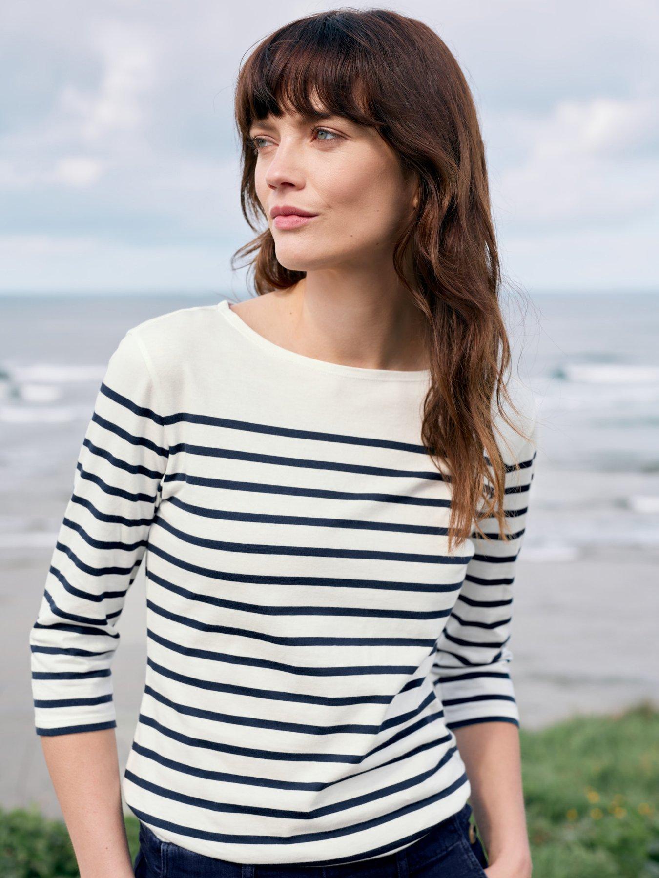 Seasalt Cornwall Cotton Striped Top - White