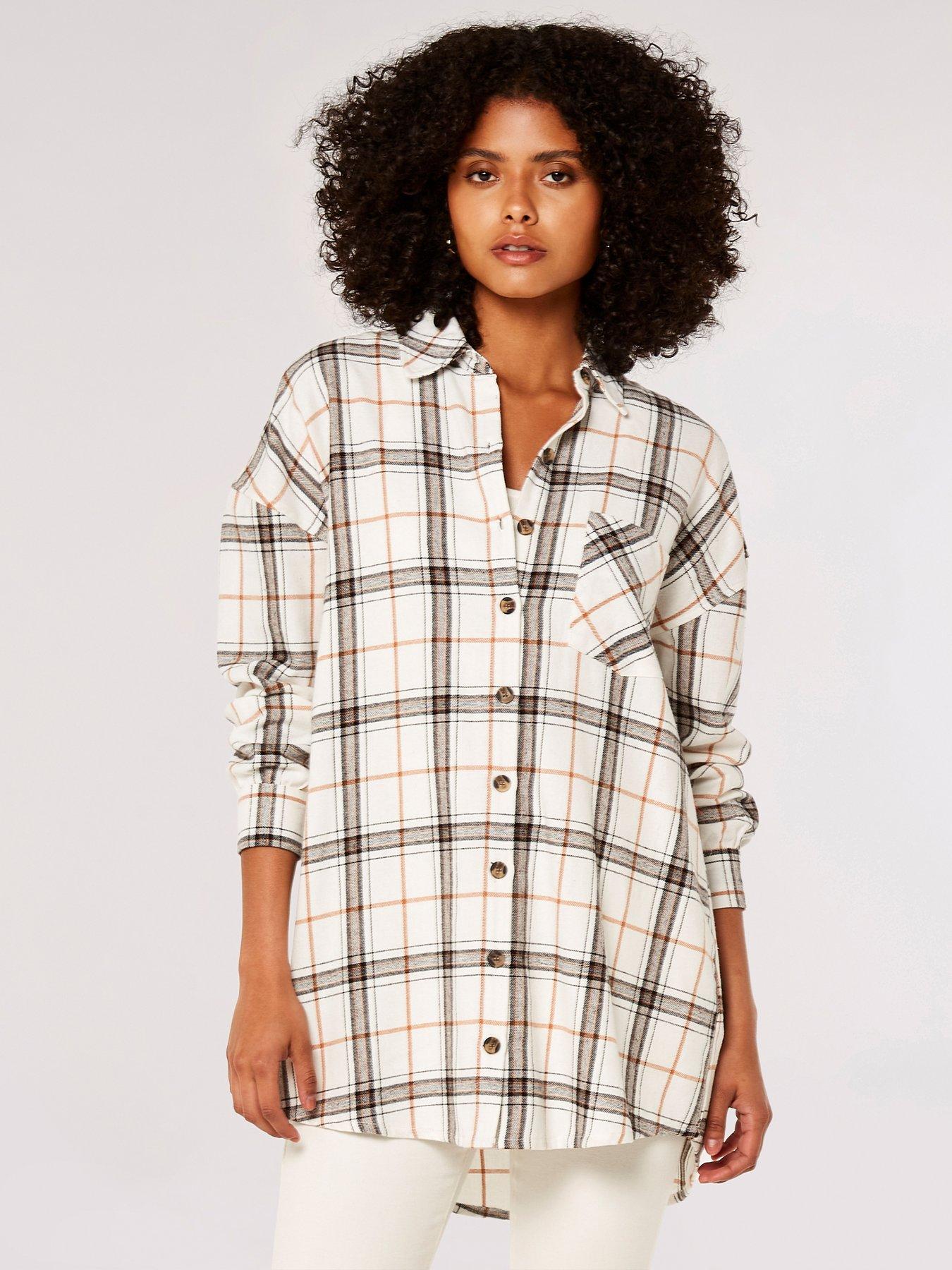 Apricot Check Oversized Shirt Dress Very