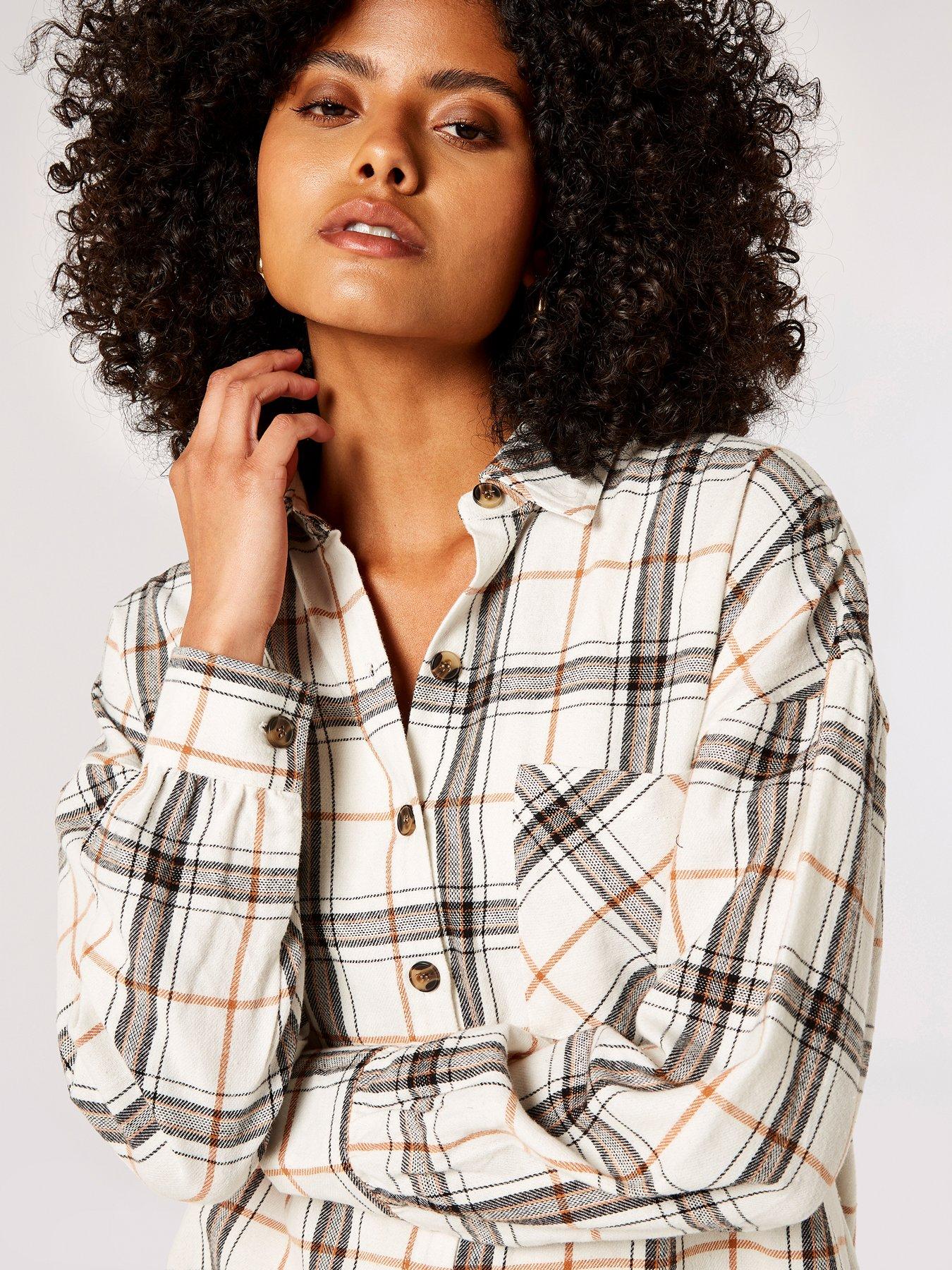 Oversized checked shirt dress online