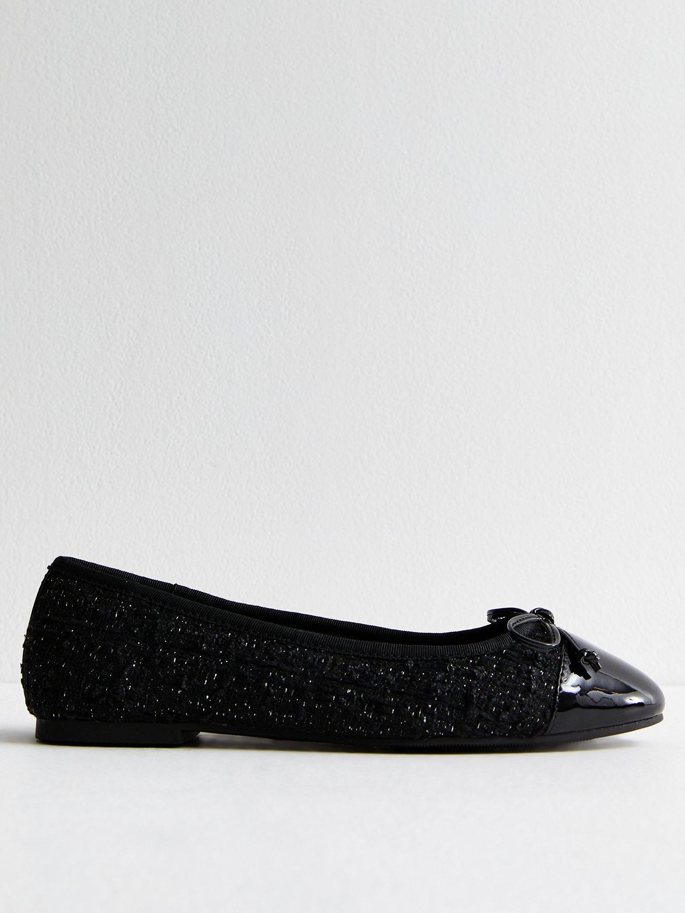 New Look Black Leather Look Strappy Ballerina Pumps Very