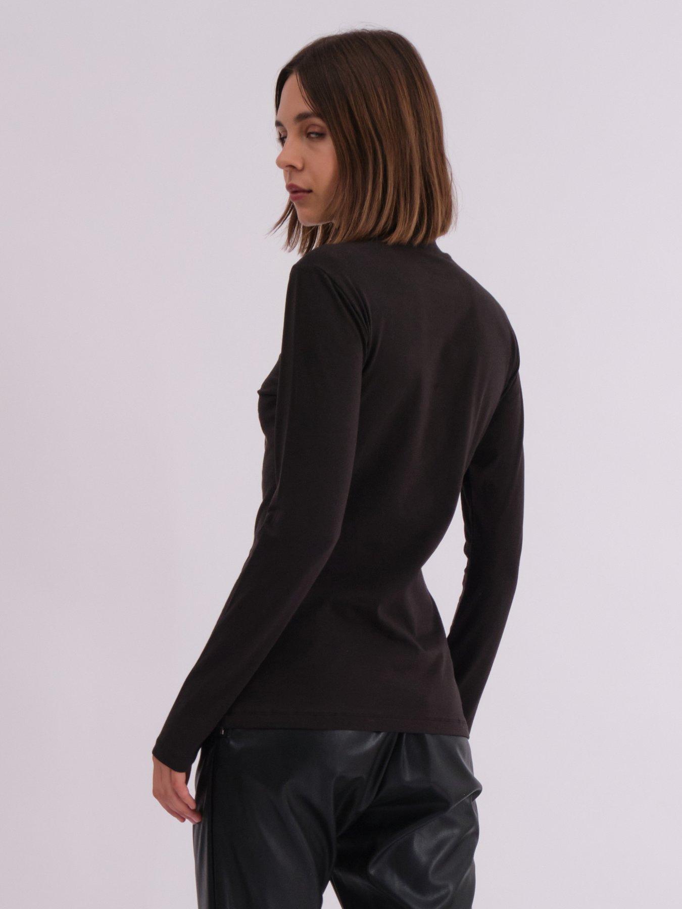 Image 2 of 5 of Religion Skeleton Printed Edge Roll Neck Top - Black
