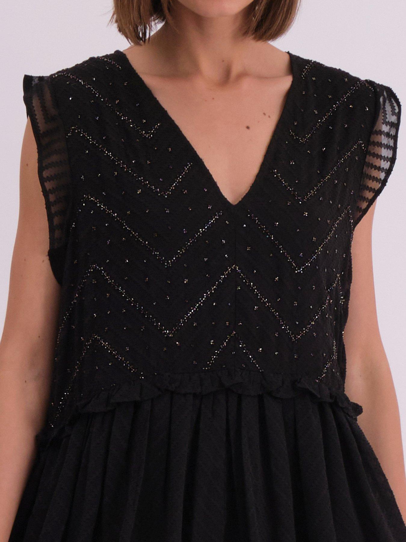 Religion Beaded Mini Dress - Black