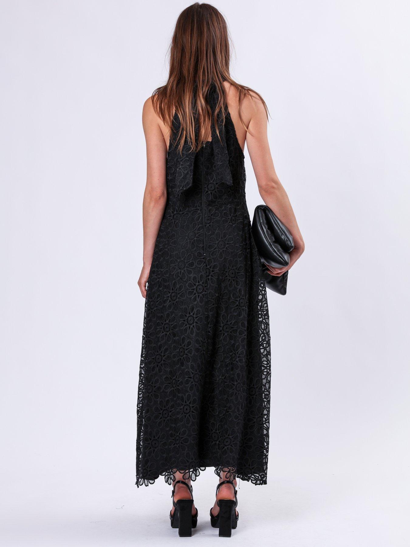 Image 2 of 5 of Religion Tie Sash Halterneck Maxi Dress - Black