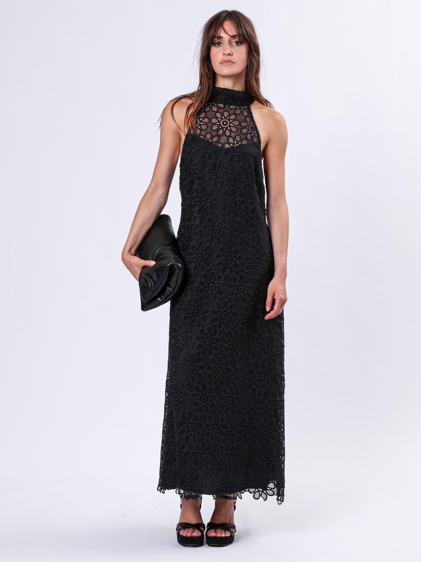 Image 3 of 5 of Religion Tie Sash Halterneck Maxi Dress - Black