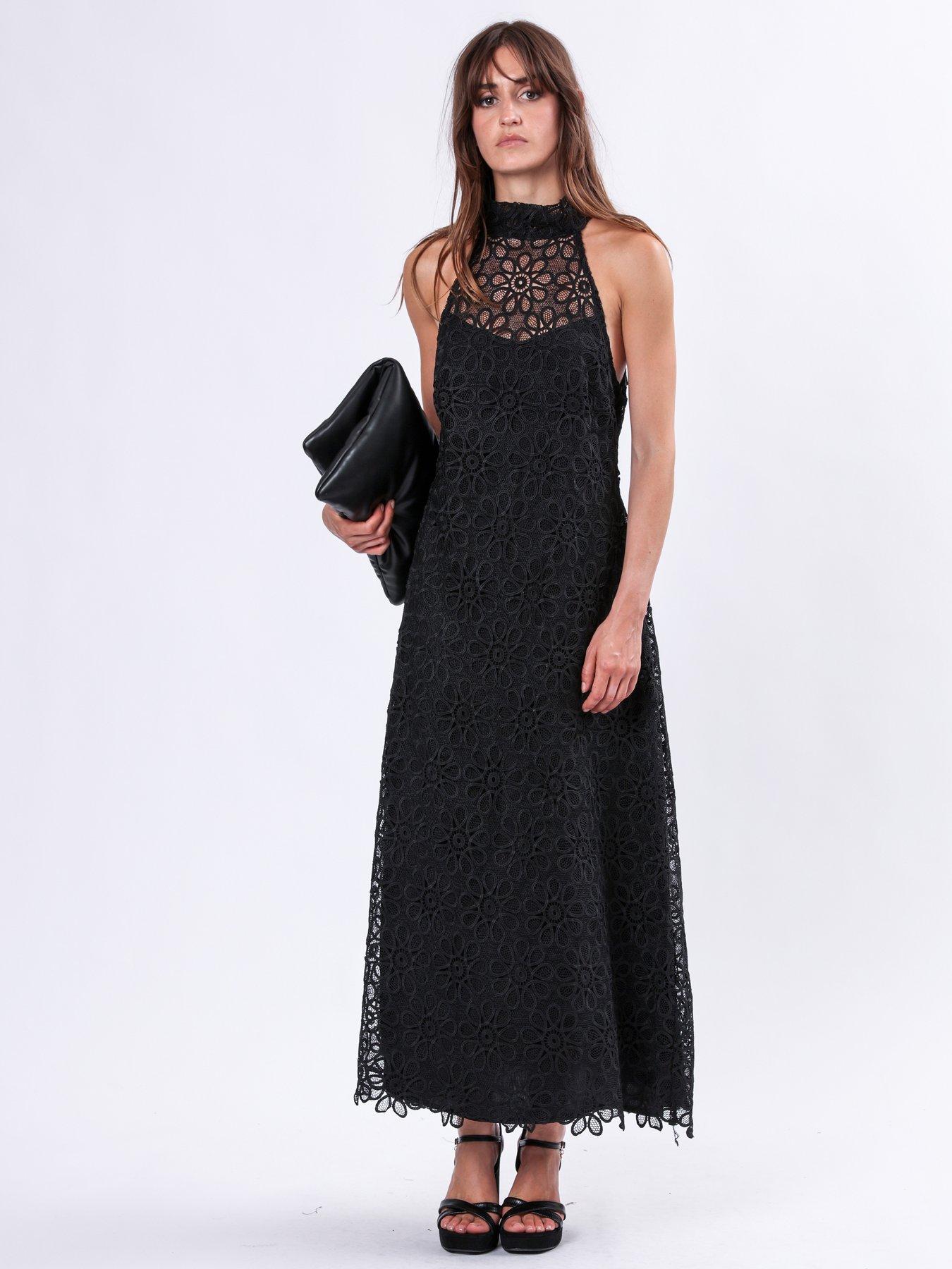 Image 4 of 5 of Religion Tie Sash Halterneck Maxi Dress - Black